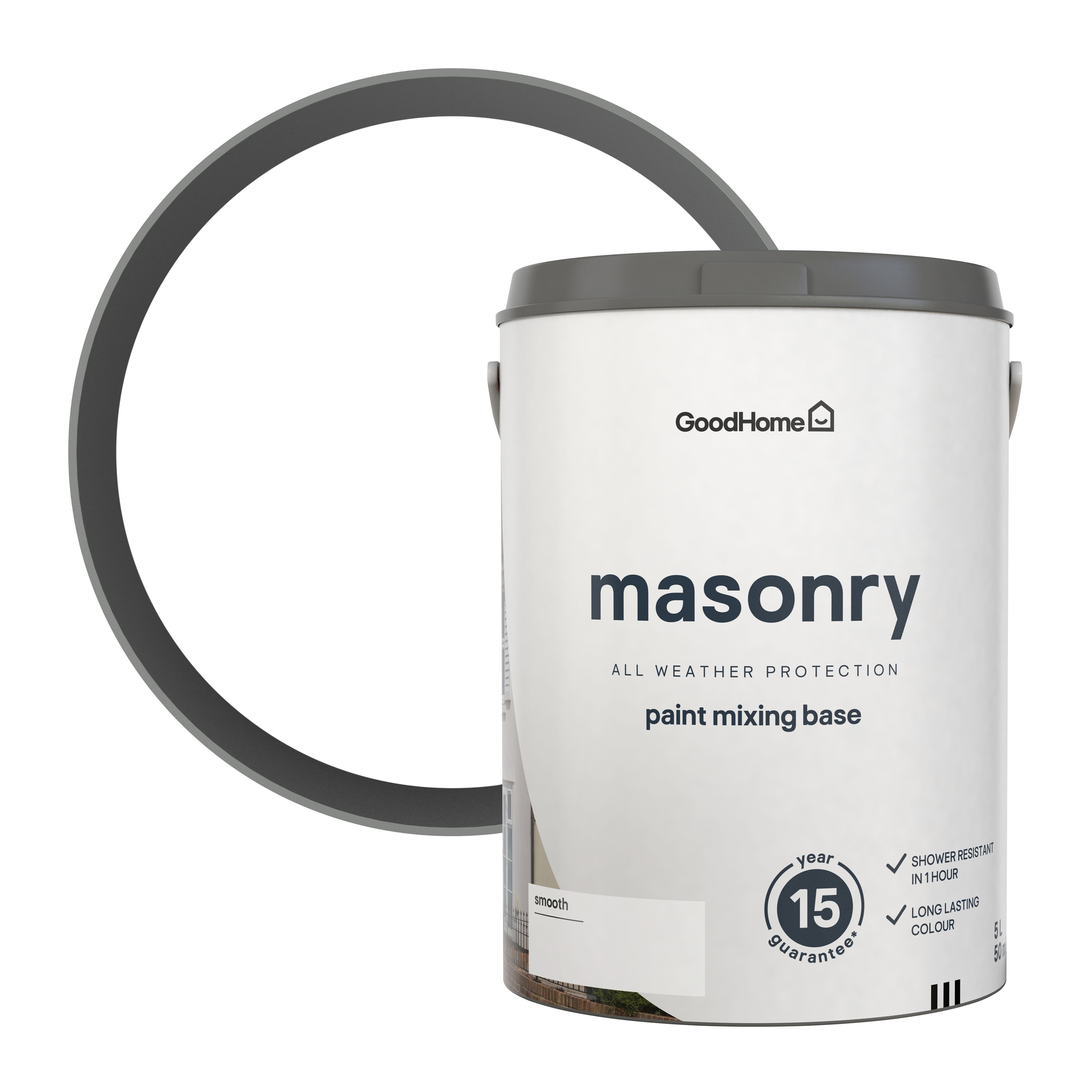 GoodHome Exterior Masonry Matt Paint, Base C, 5L