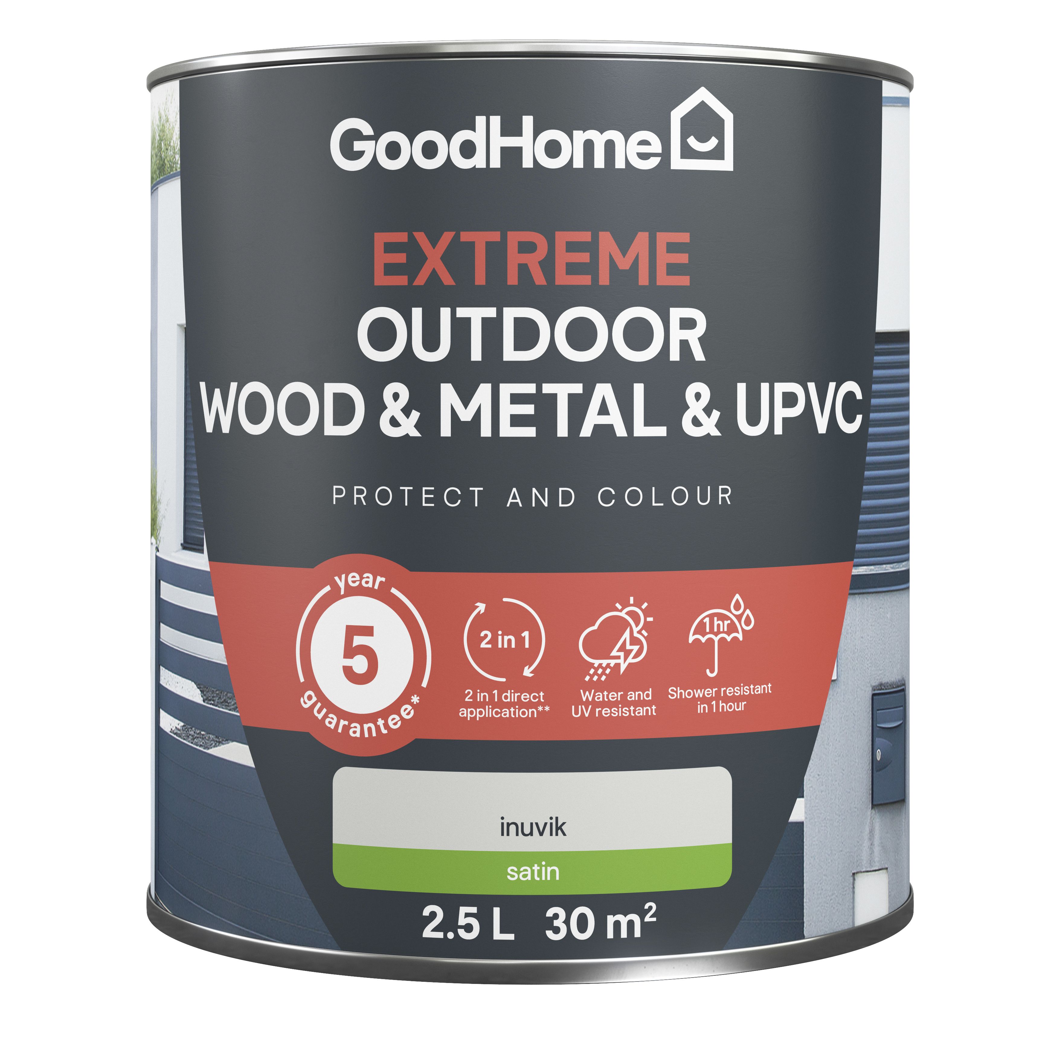 GoodHome Extreme Outdoor Inuvik Satinwood Multi-surface paint, 2.5L