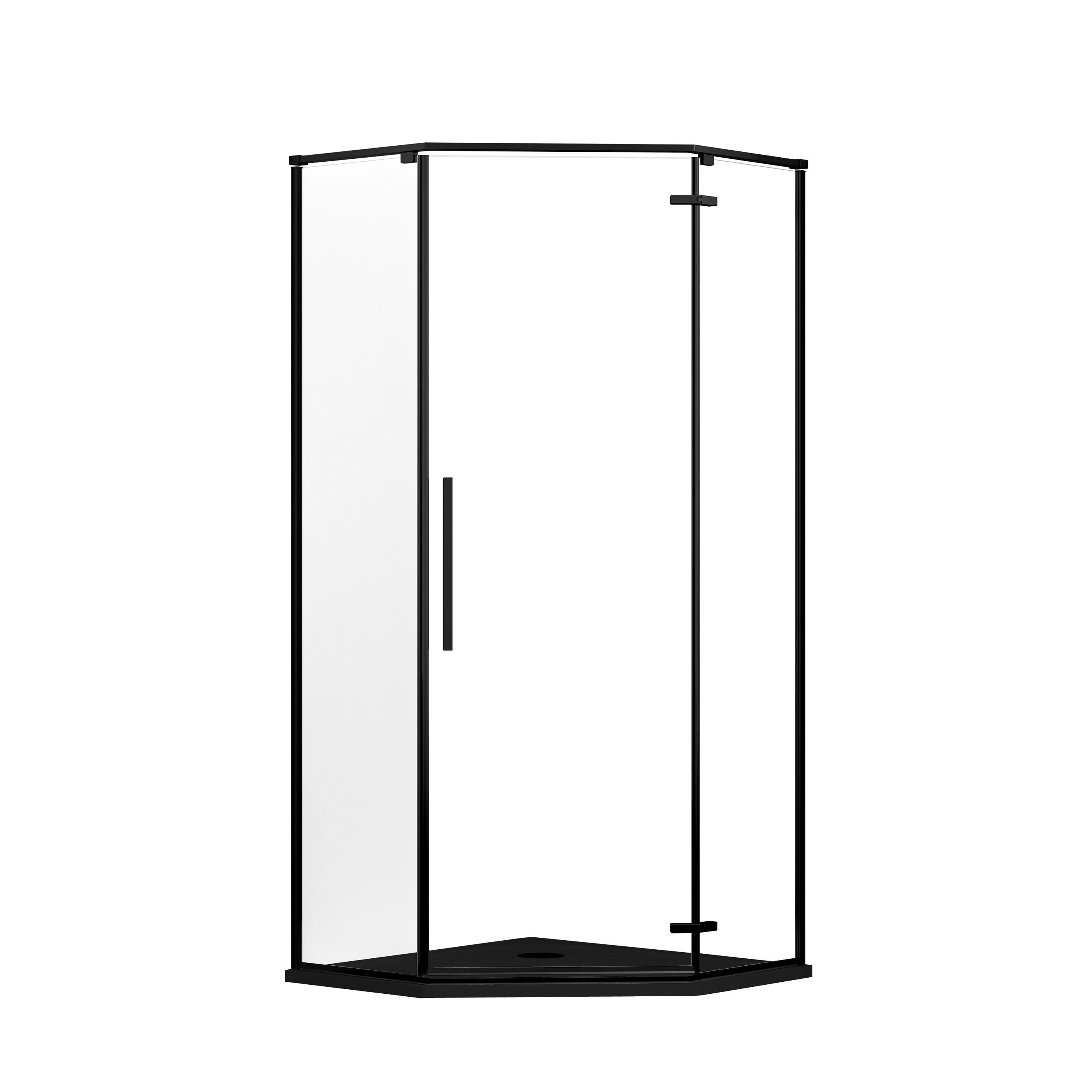 GoodHome Ezili Black Left or right Corner Shower Enclosure & tray with Hinged door (H)195cm (W)89cm (D)89cm
