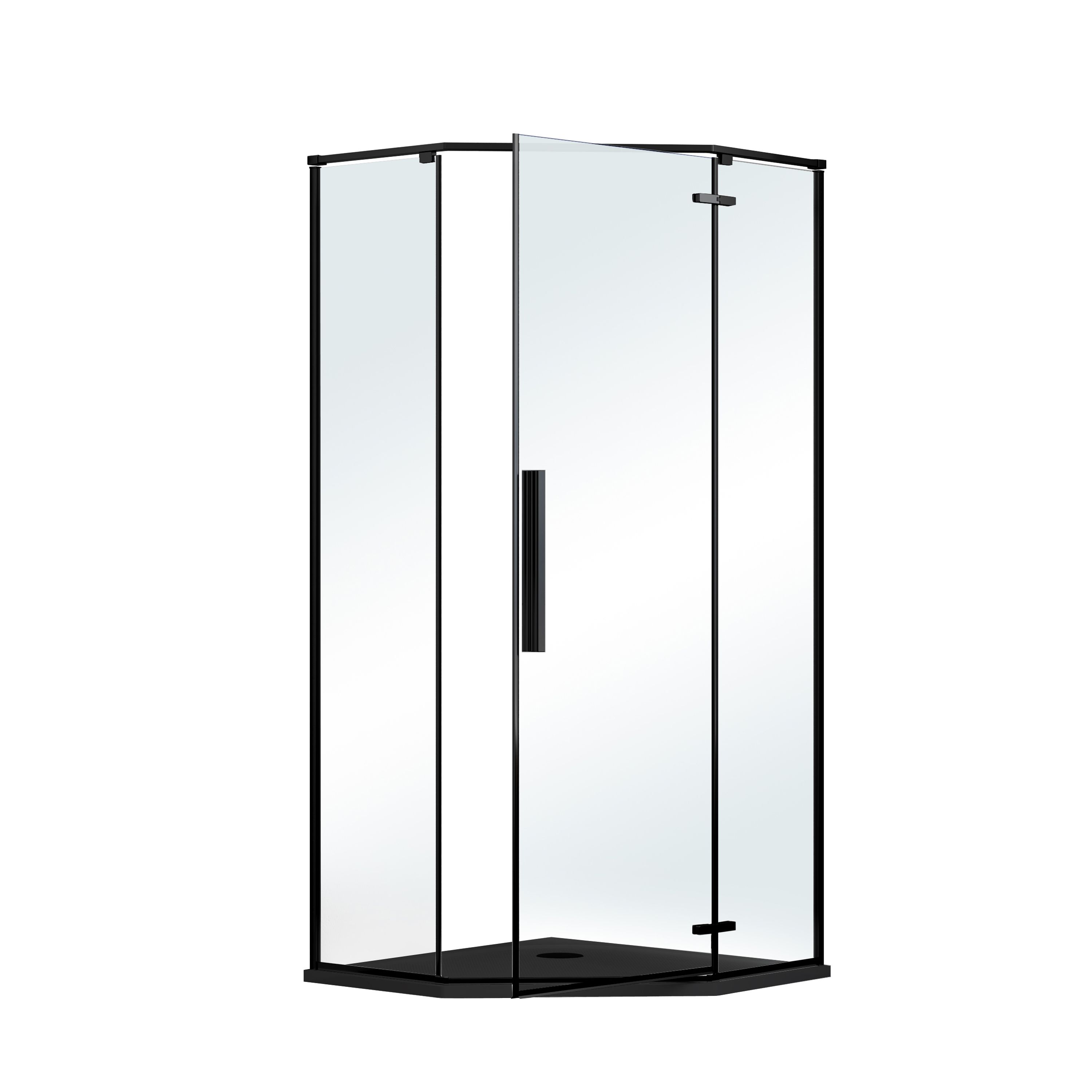 GoodHome Ezili Black Left or right Corner Shower Enclosure & tray with Hinged door (H)195cm (W)89cm (D)89cm