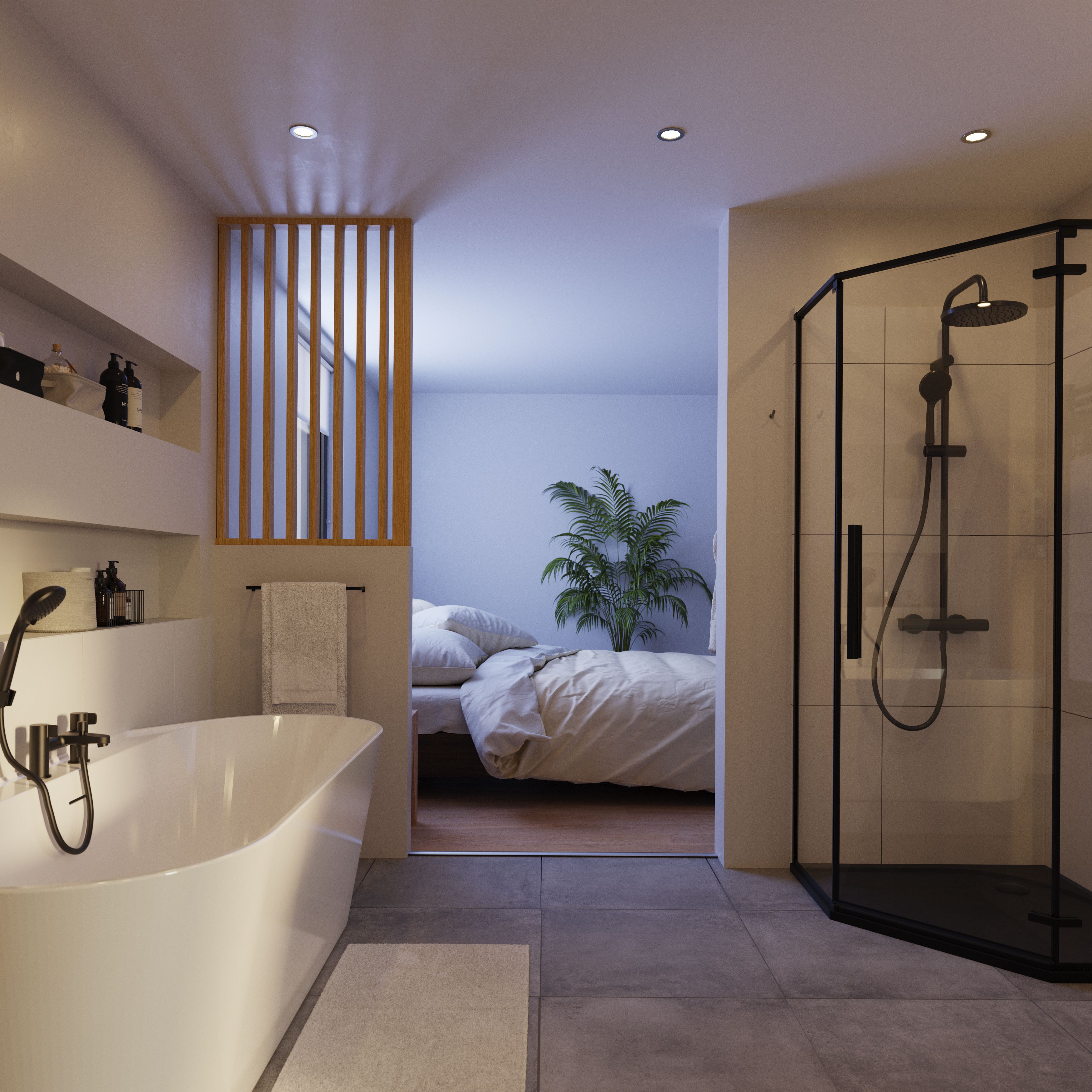 GoodHome Ezili Black Left or right Corner Shower Enclosure & tray with Hinged door (H)195cm (W)89cm (D)89cm