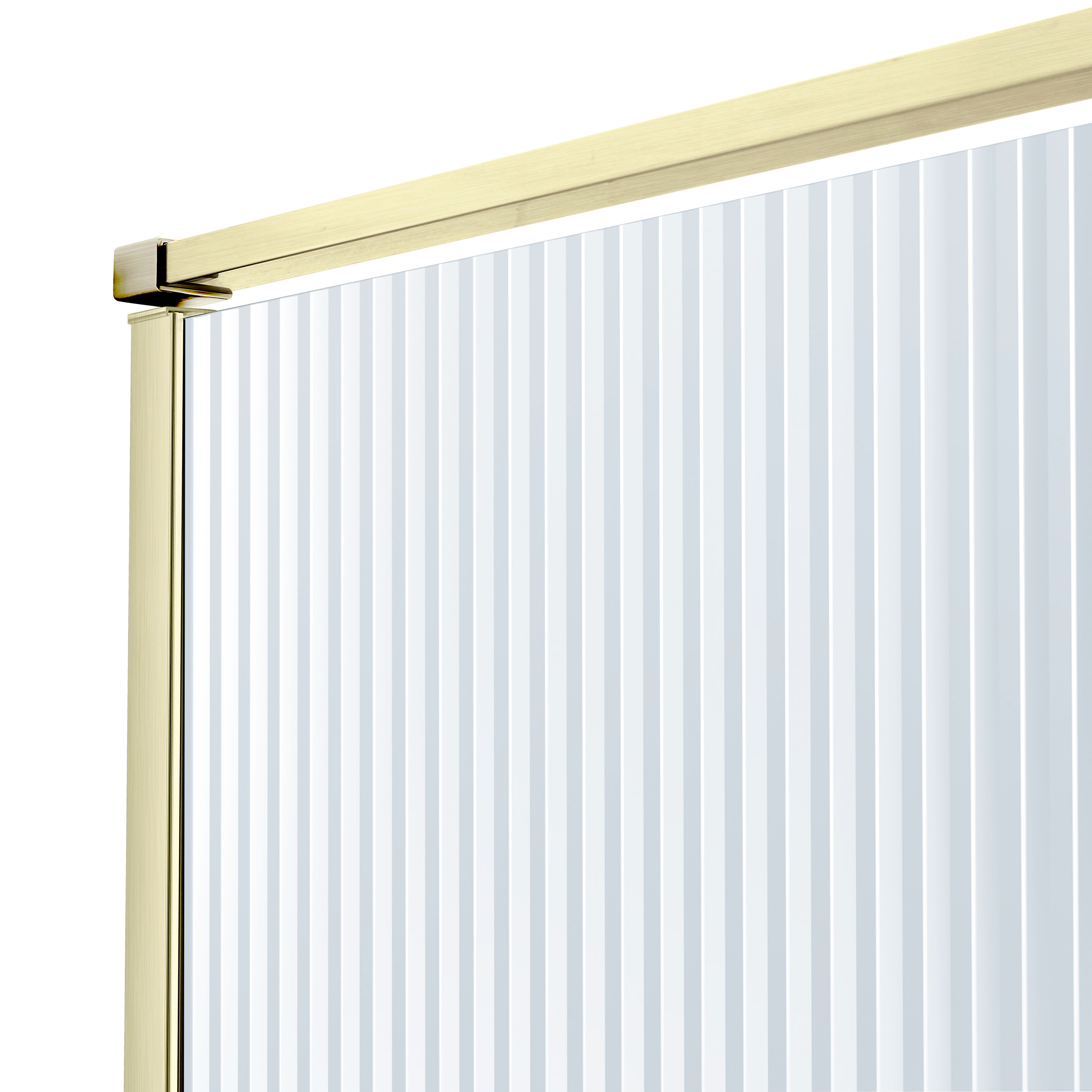 GoodHome Ezili Brass effect Textured glass Fixed Walk-in Front Shower panel (H)195cm (W)119cm