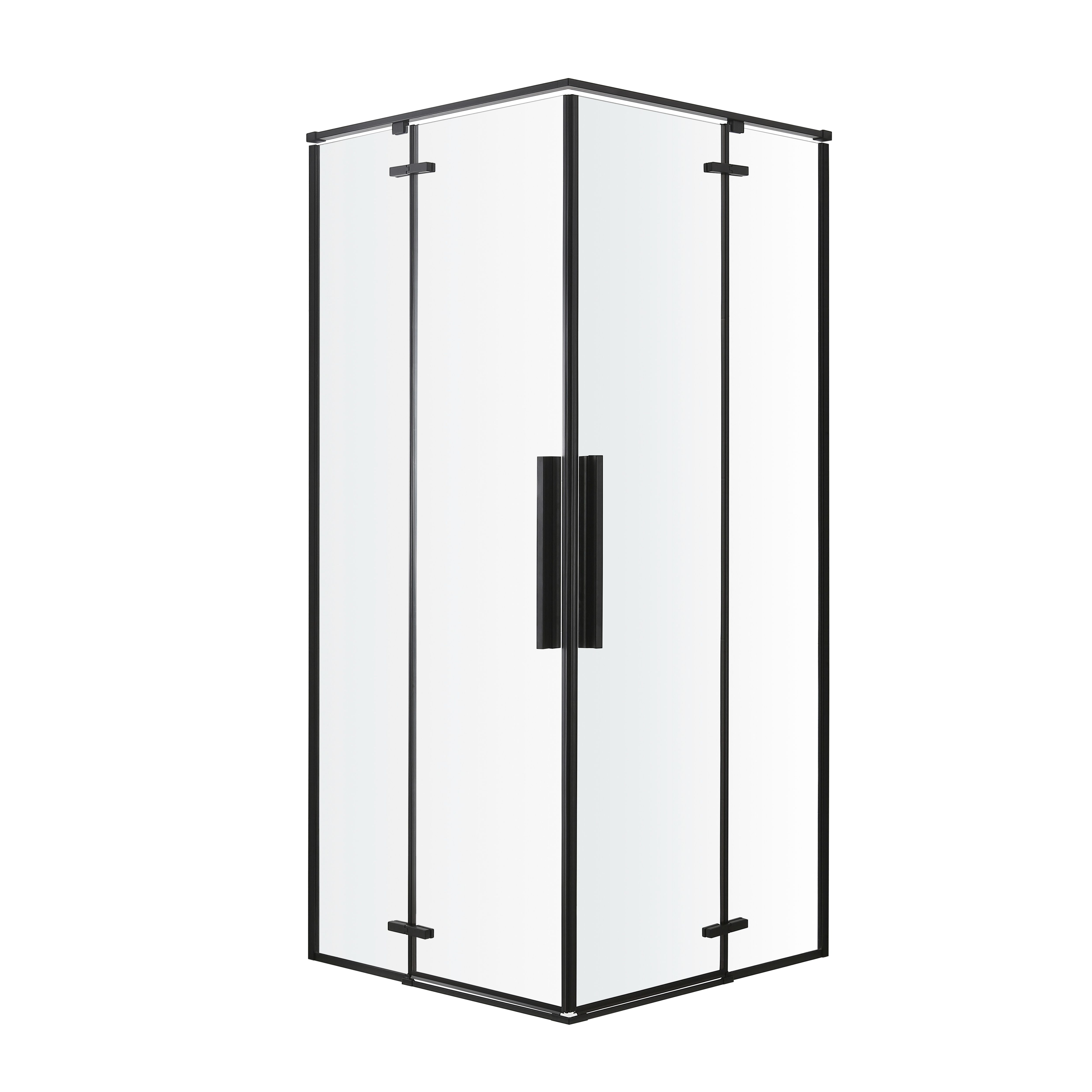 GoodHome Ezili Clear Black Universal Corner Shower enclosure with Hinged door (W)79cm (D)79cm