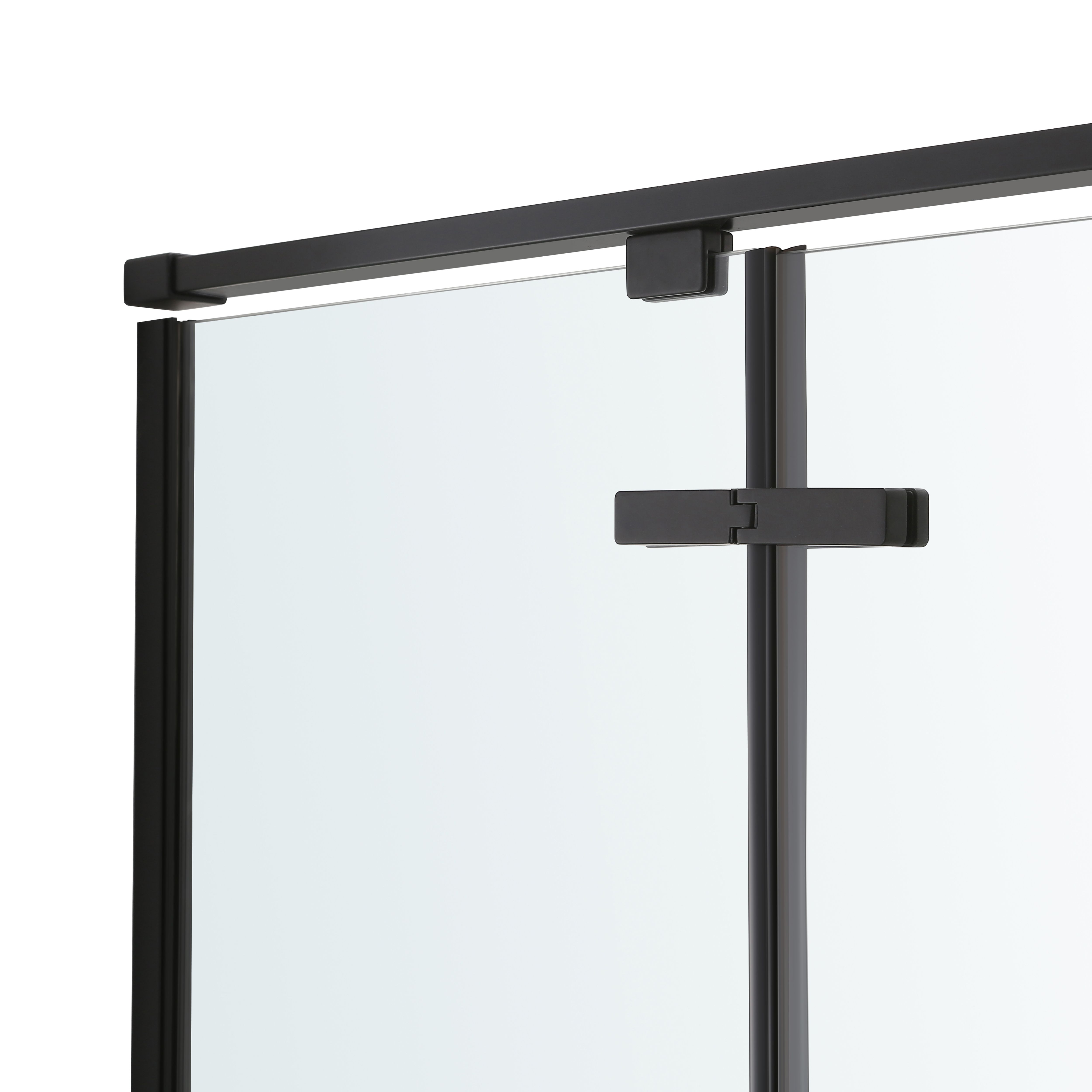 GoodHome Ezili Clear Black Universal Corner Shower enclosure with Hinged door (W)79cm (D)79cm