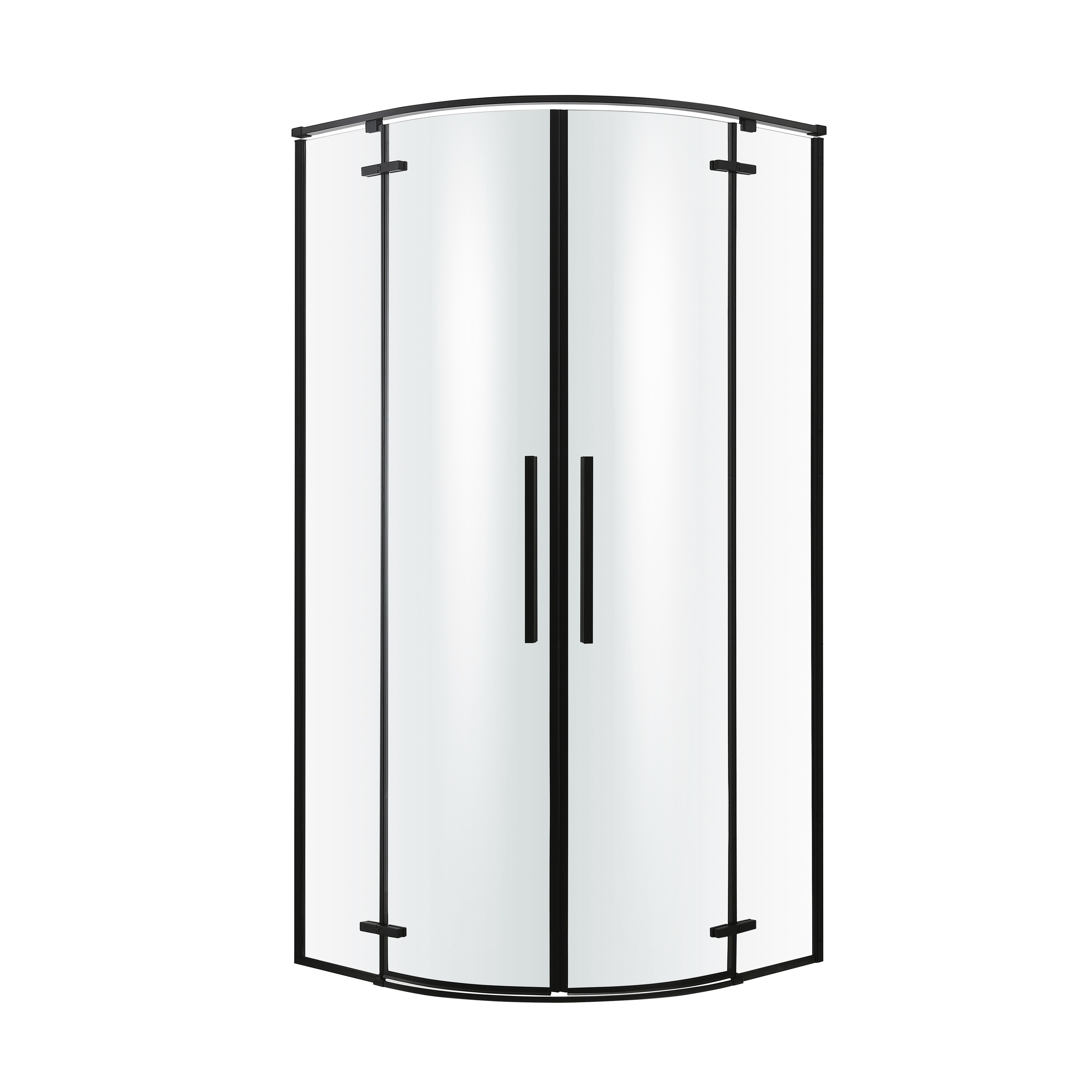 GoodHome Ezili Clear Black Universal Corner Shower enclosure with Hinged door (W)89cm (D)89cm