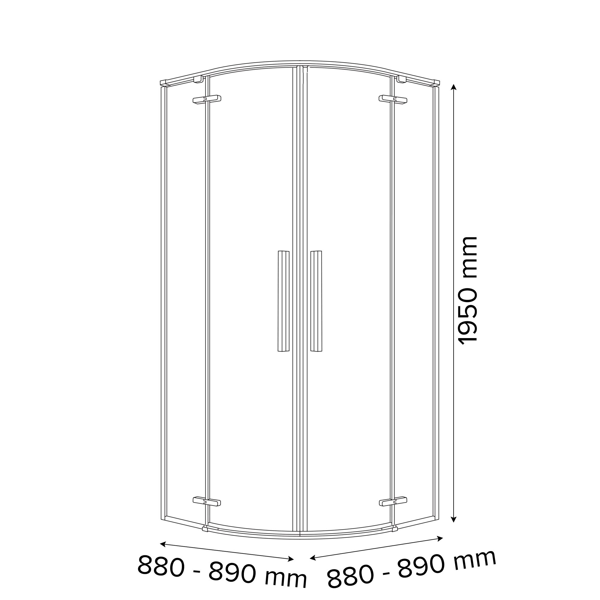 GoodHome Ezili Clear Black Universal Corner Shower enclosure with Hinged door (W)89cm (D)89cm