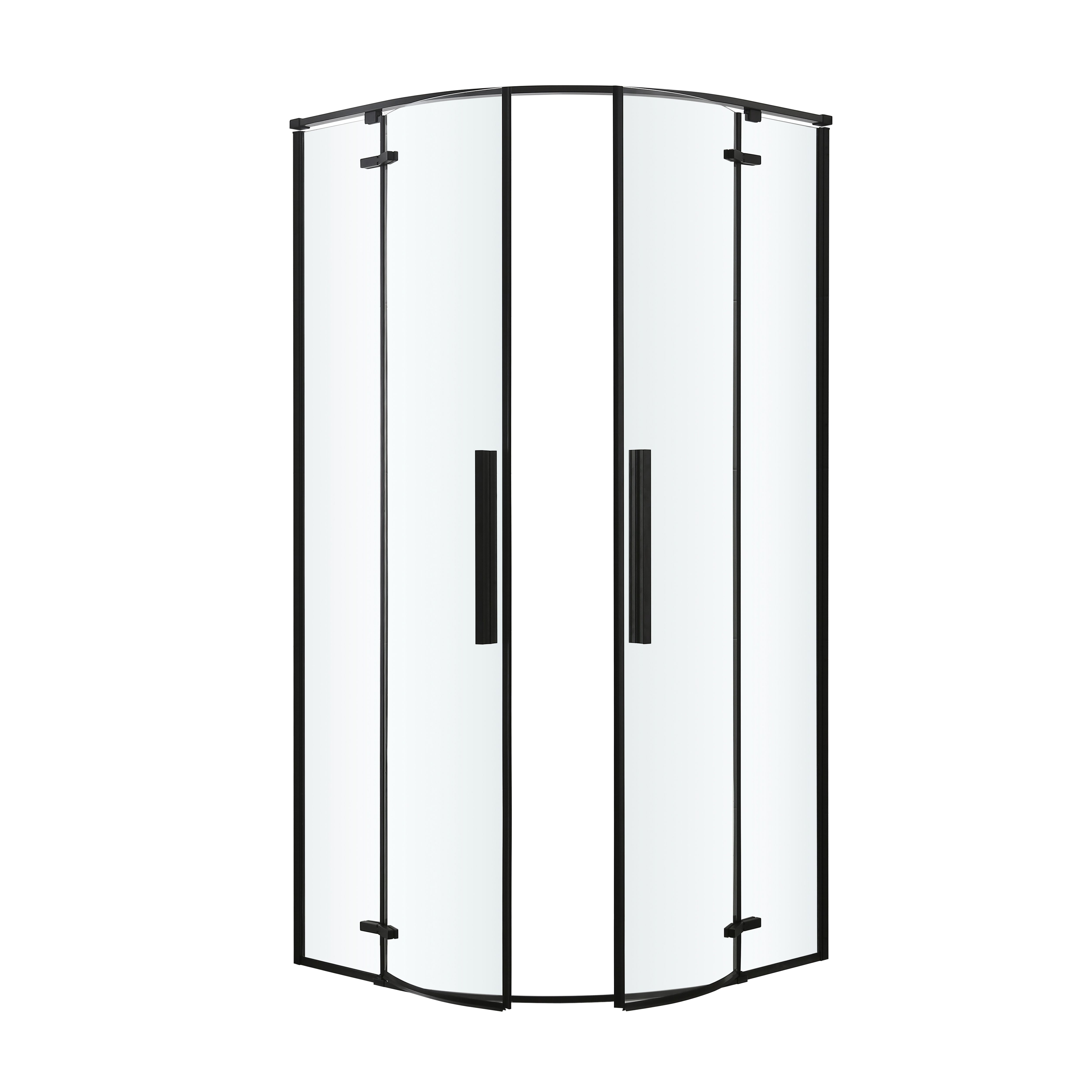GoodHome Ezili Clear Black Universal Corner Shower enclosure with Hinged door (W)89cm (D)89cm
