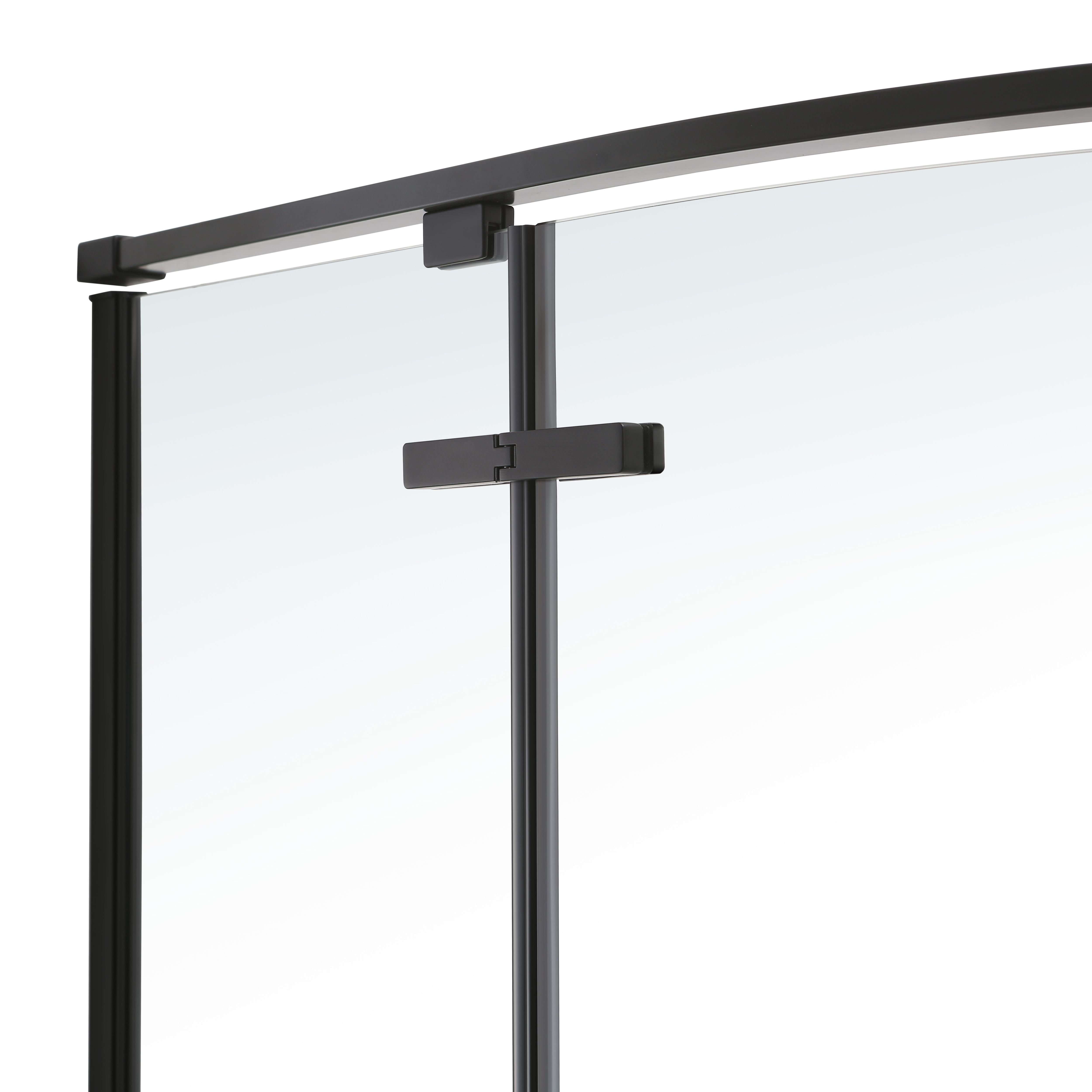 GoodHome Ezili Clear Black Universal Corner Shower enclosure with Hinged door (W)89cm (D)89cm