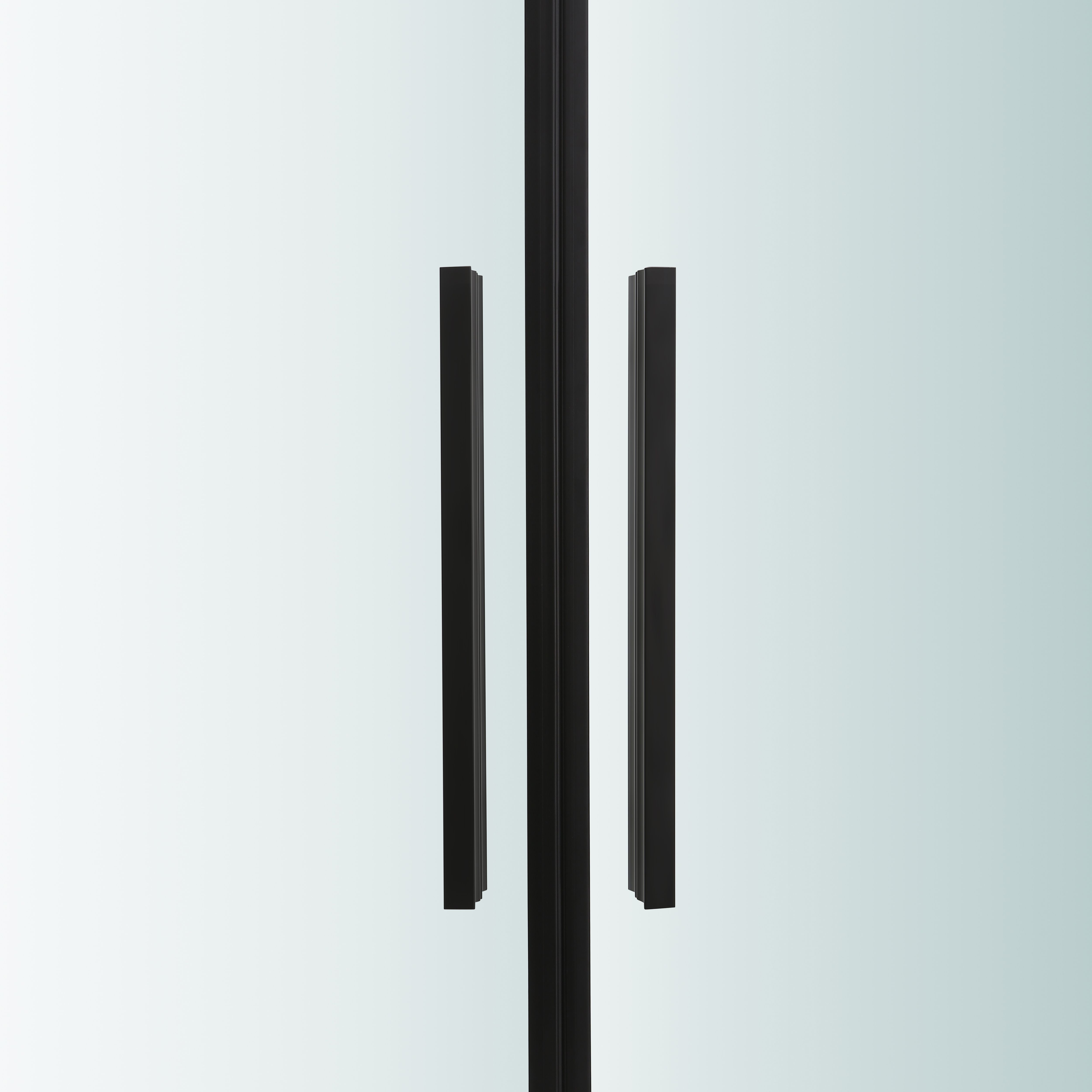GoodHome Ezili Clear Black Universal Corner Shower enclosure with Hinged door (W)89cm (D)89cm
