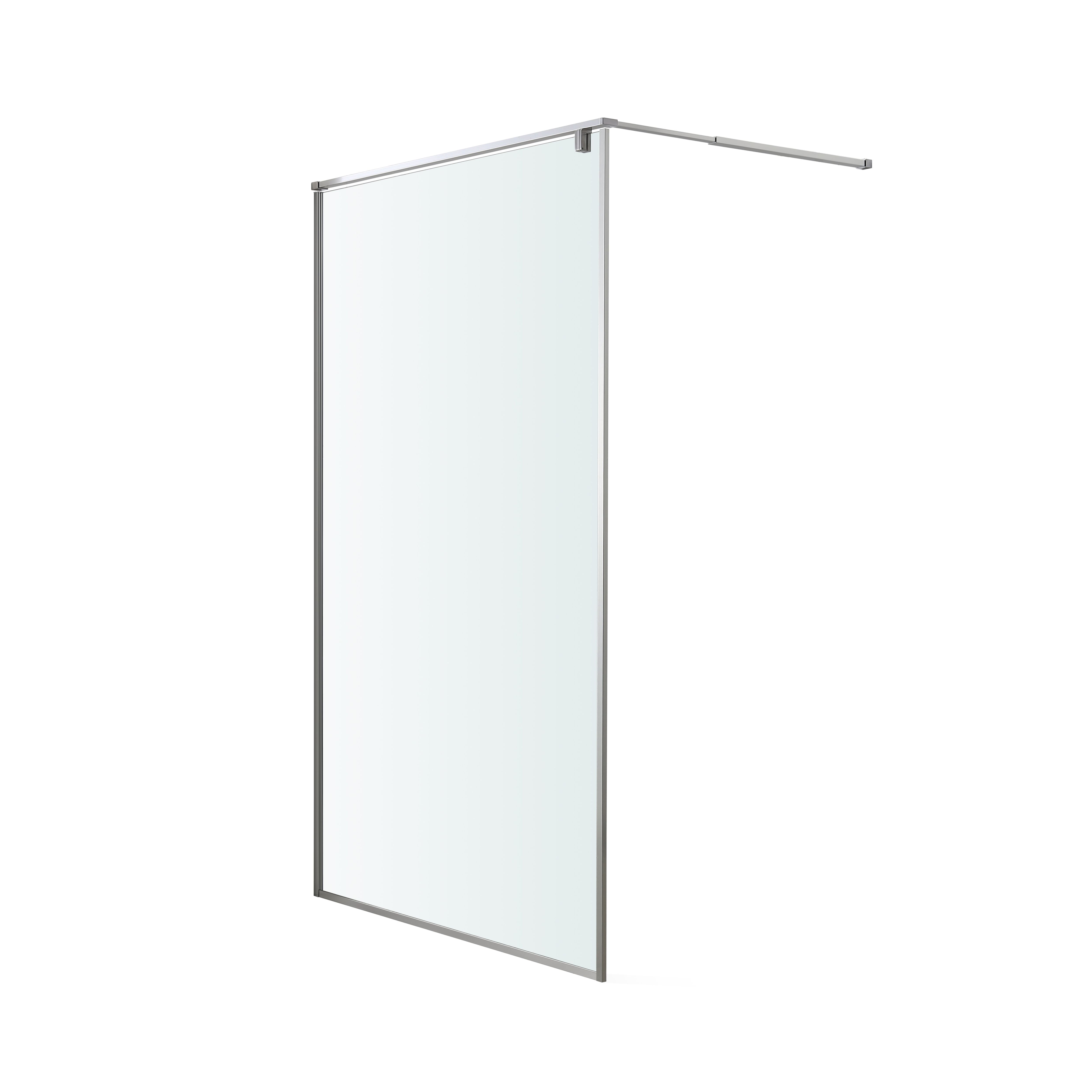 GoodHome Ezili Clear Minimal frame Walk-in Wet room glass screen (H)195cm (W)119cm