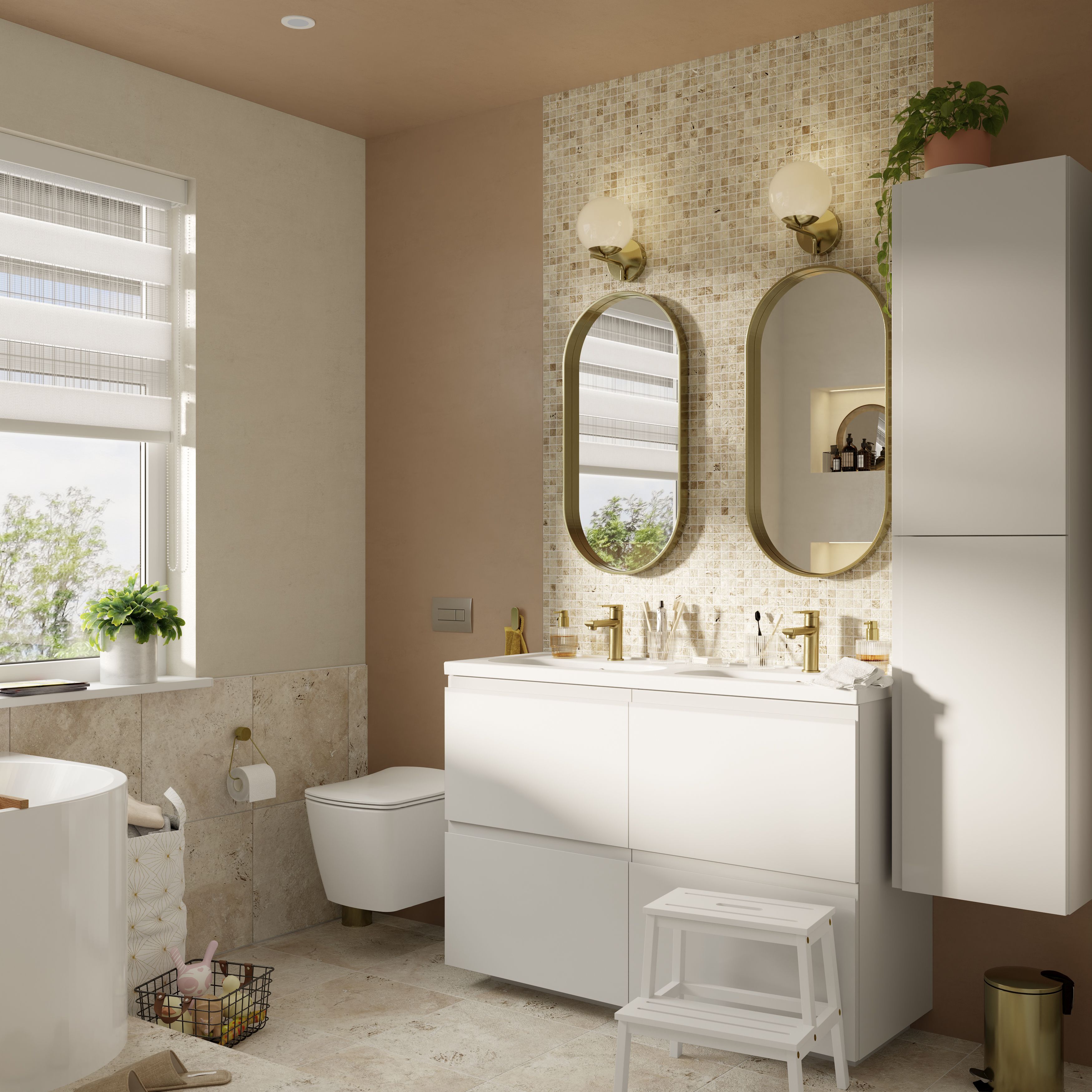 GoodHome Ezili Clear Minimal frame Walk-in Wet room glass screen (H)195cm (W)119cm