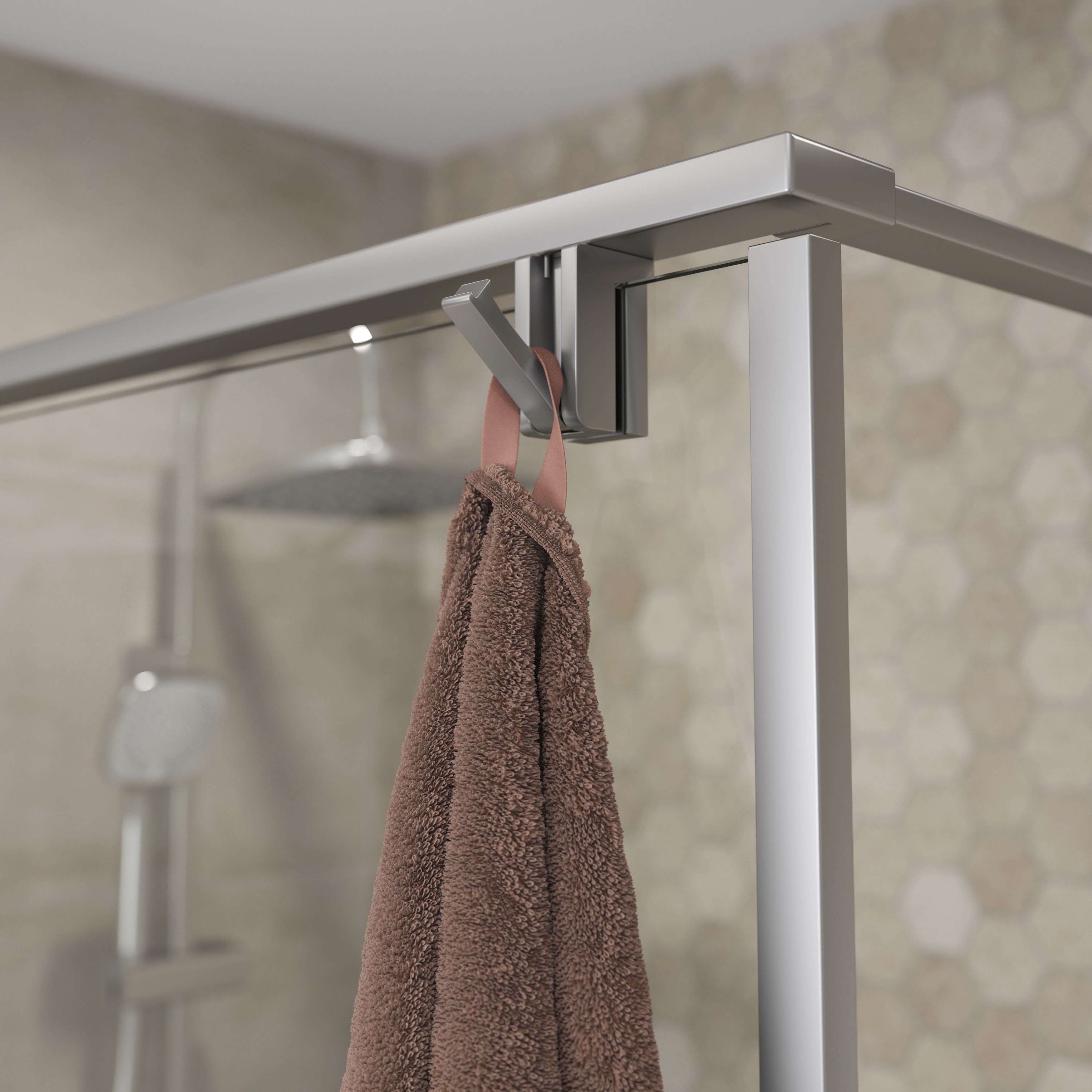 GoodHome Ezili Clear Minimal frame Walk-in Wet room glass screen (H)195cm (W)89cm