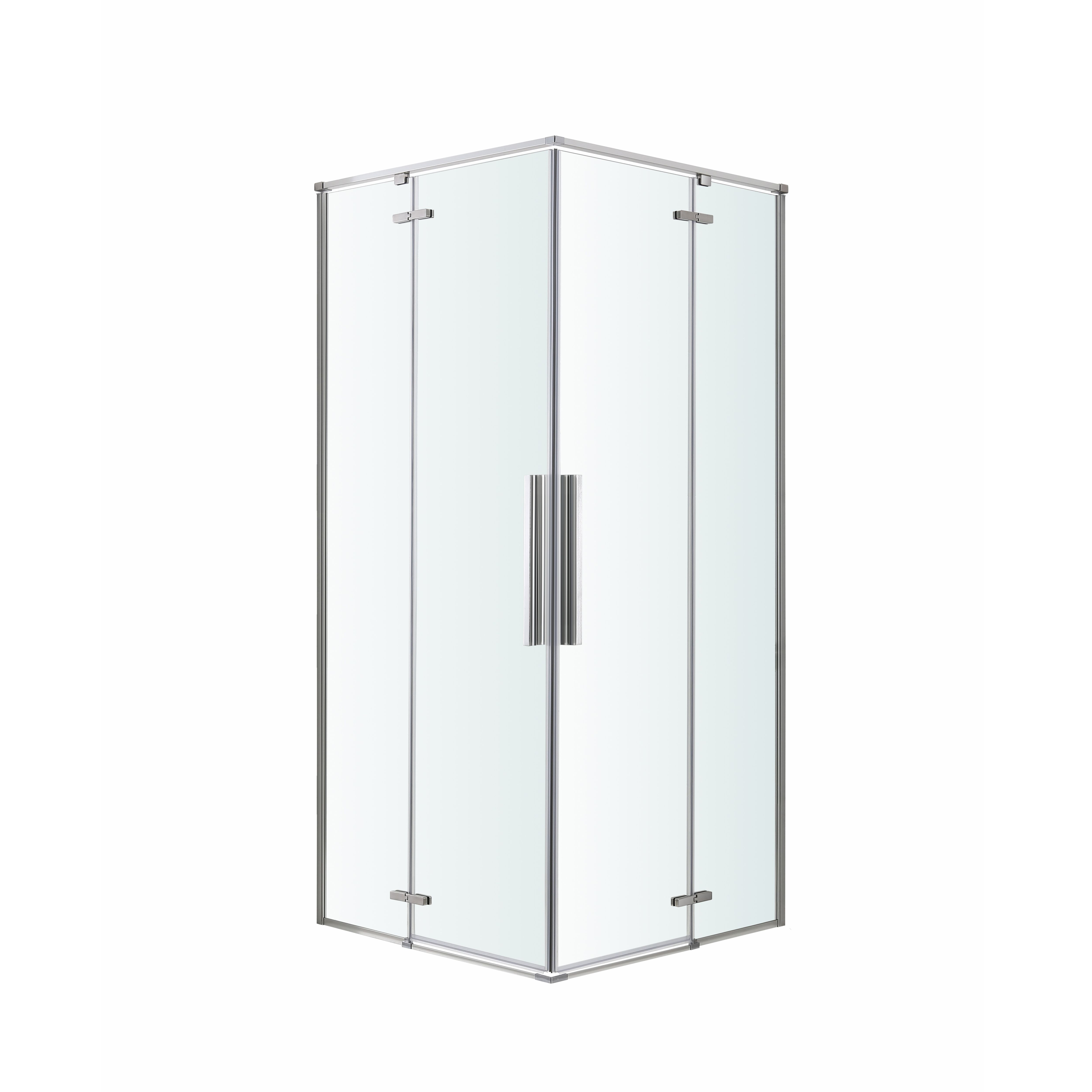 GoodHome Ezili Clear Silver effect Universal Corner Shower enclosure with Hinged door (W)79cm (D)79cm