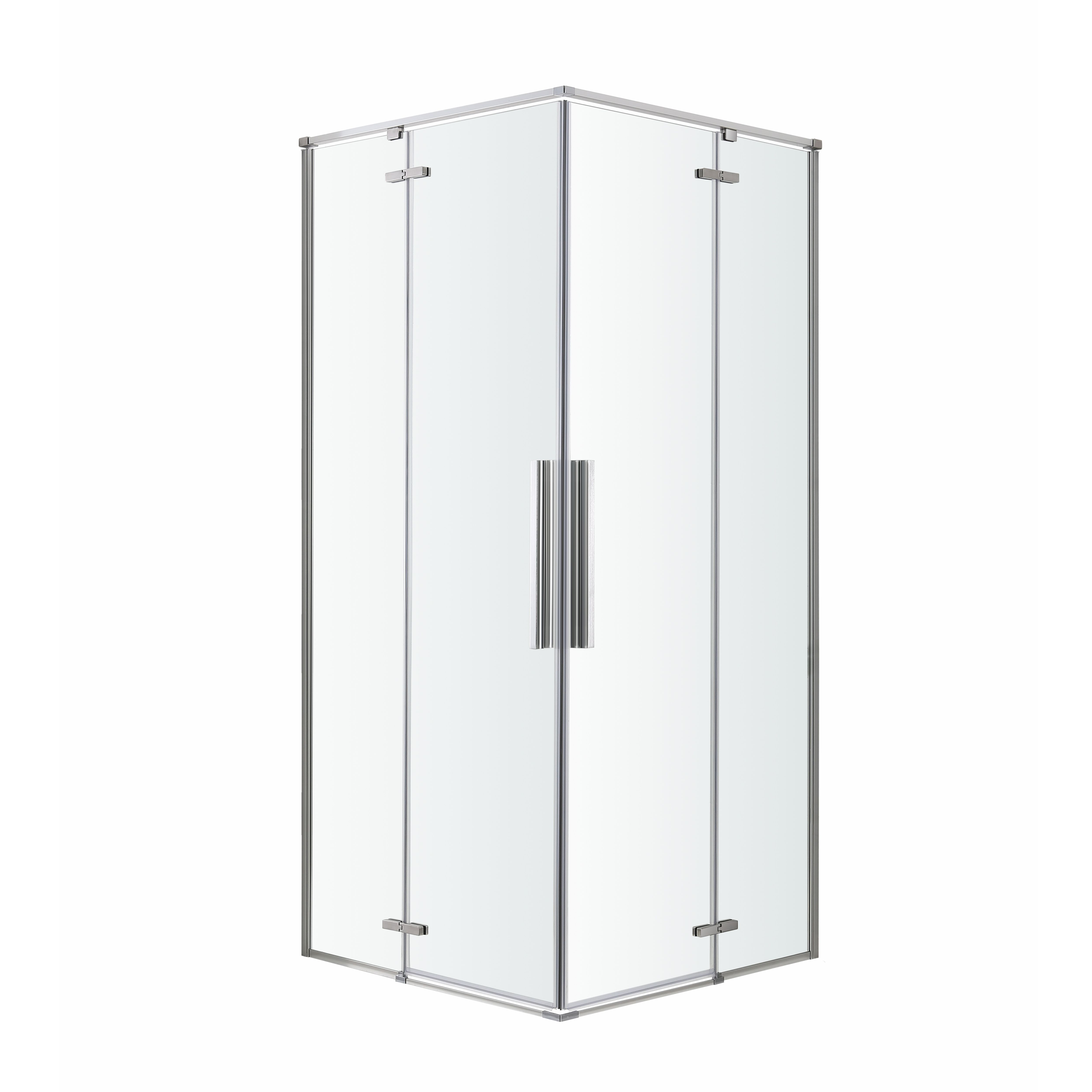 GoodHome Ezili Clear Silver effect Universal Corner Shower enclosure with Hinged door (W)79cm (D)79cm