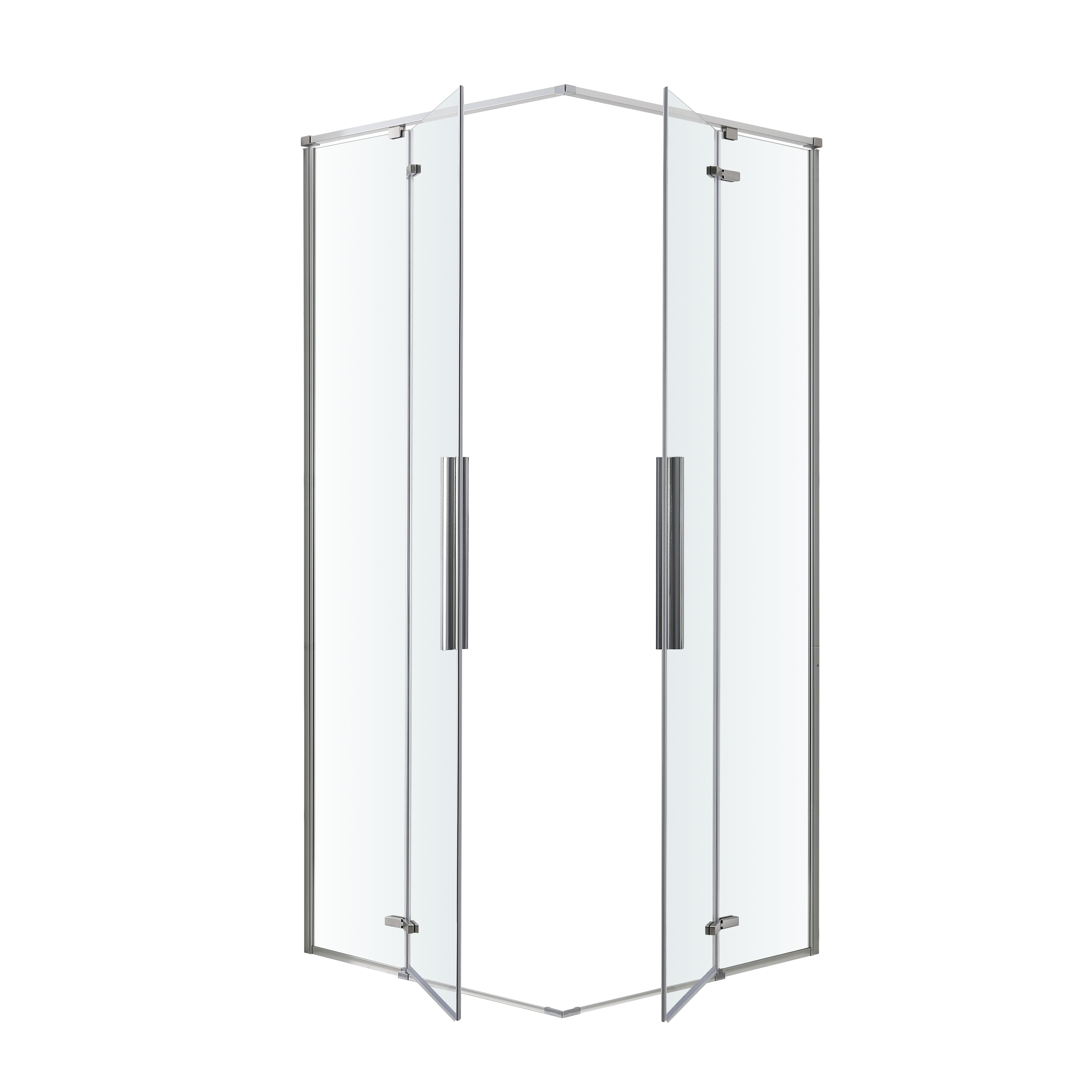 GoodHome Ezili Clear Silver effect Universal Corner Shower enclosure with Hinged door (W)79cm (D)79cm