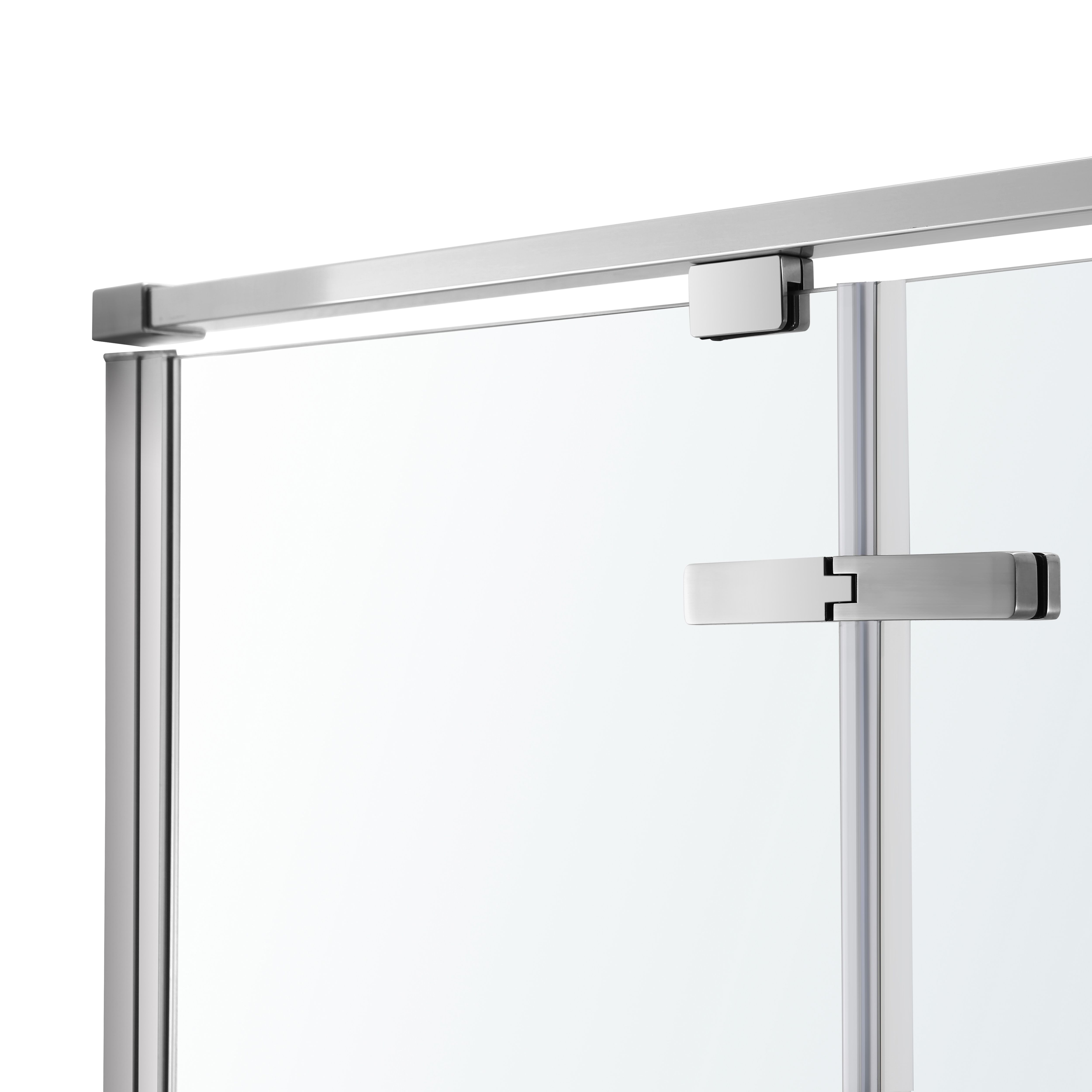GoodHome Ezili Clear Silver effect Universal Corner Shower enclosure with Hinged door (W)79cm (D)79cm