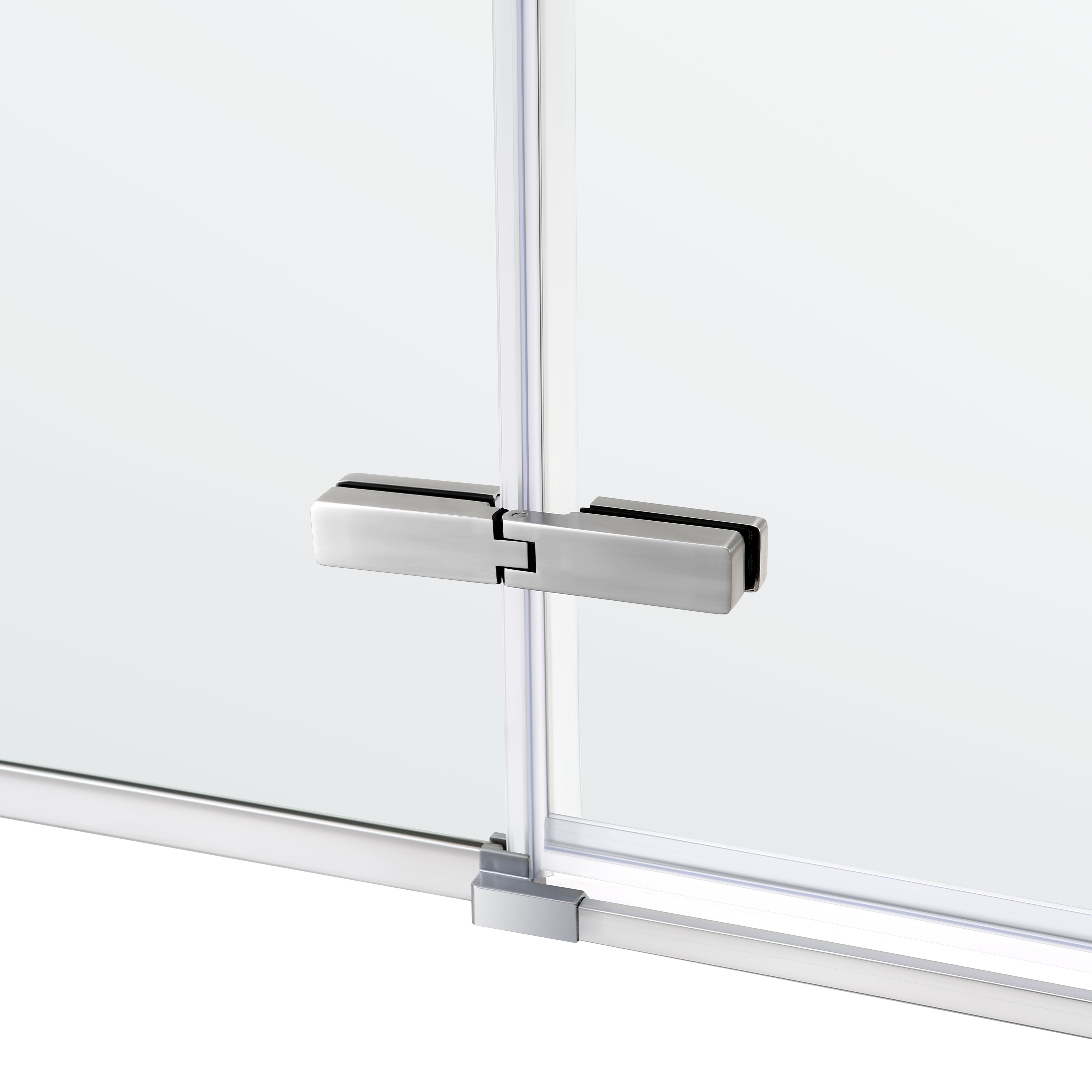 GoodHome Ezili Clear Silver effect Universal Corner Shower enclosure with Hinged door (W)79cm (D)79cm