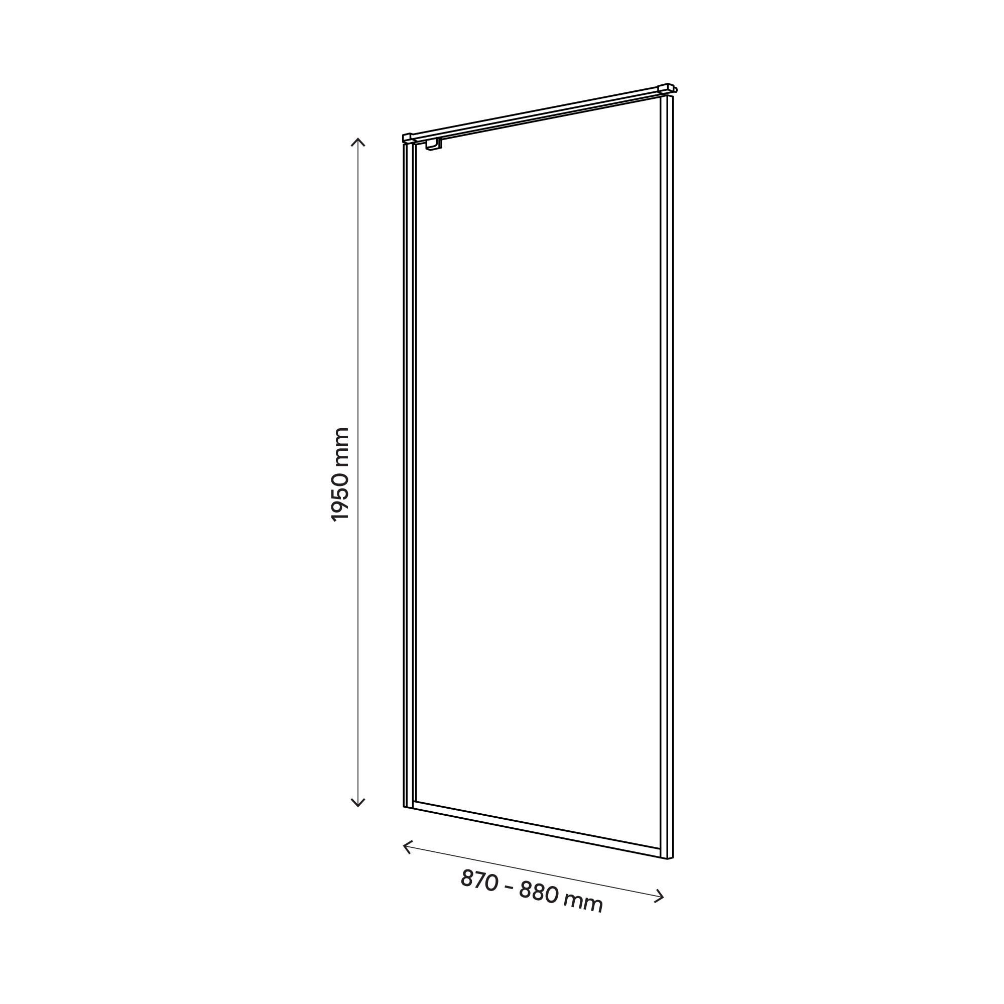 GoodHome Ezili Matt Black Clear glass Fixed Side Shower panel (H)195cm (W)90cm