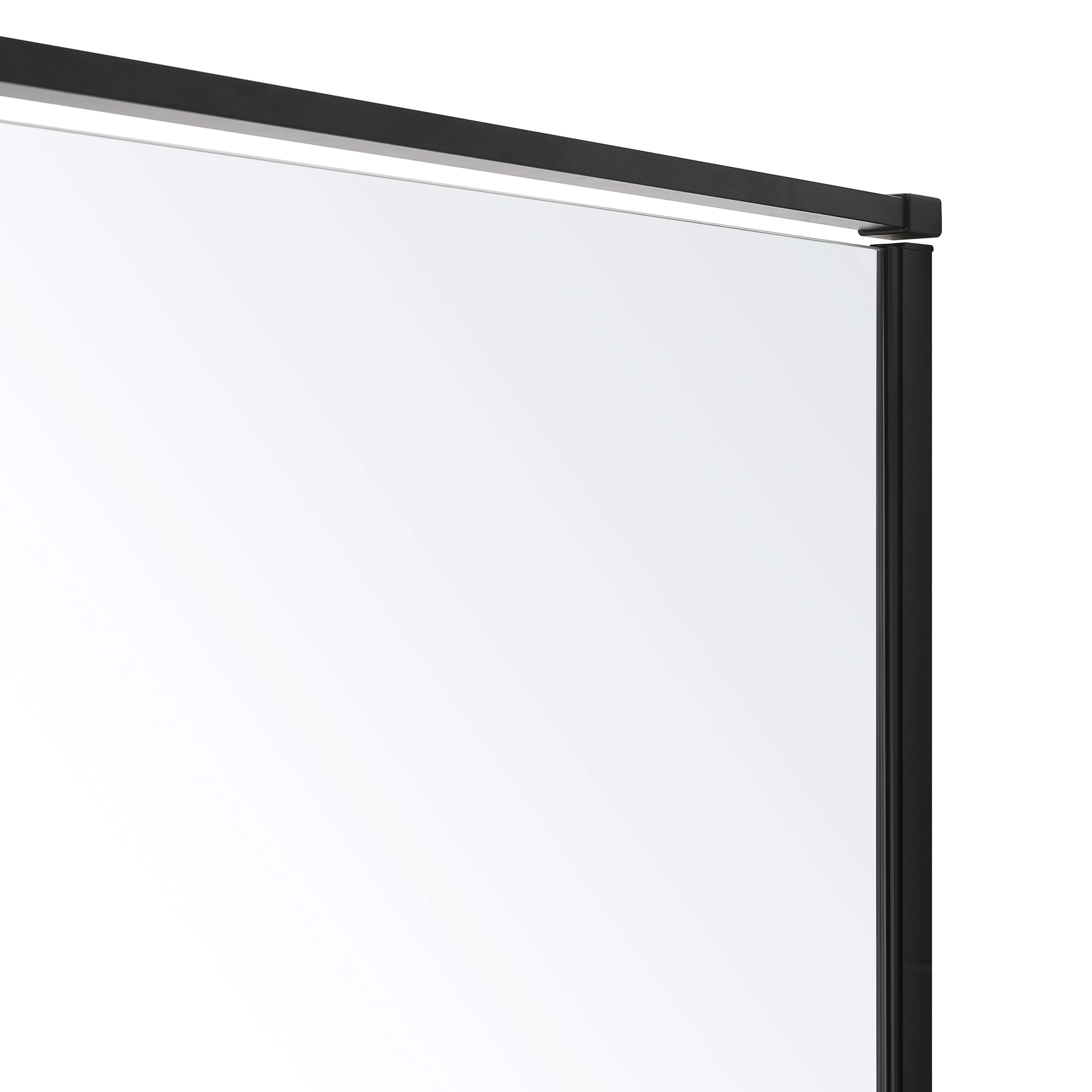 GoodHome Ezili Matt Black Clear glass Fixed Side Shower panel (H)195cm (W)90cm