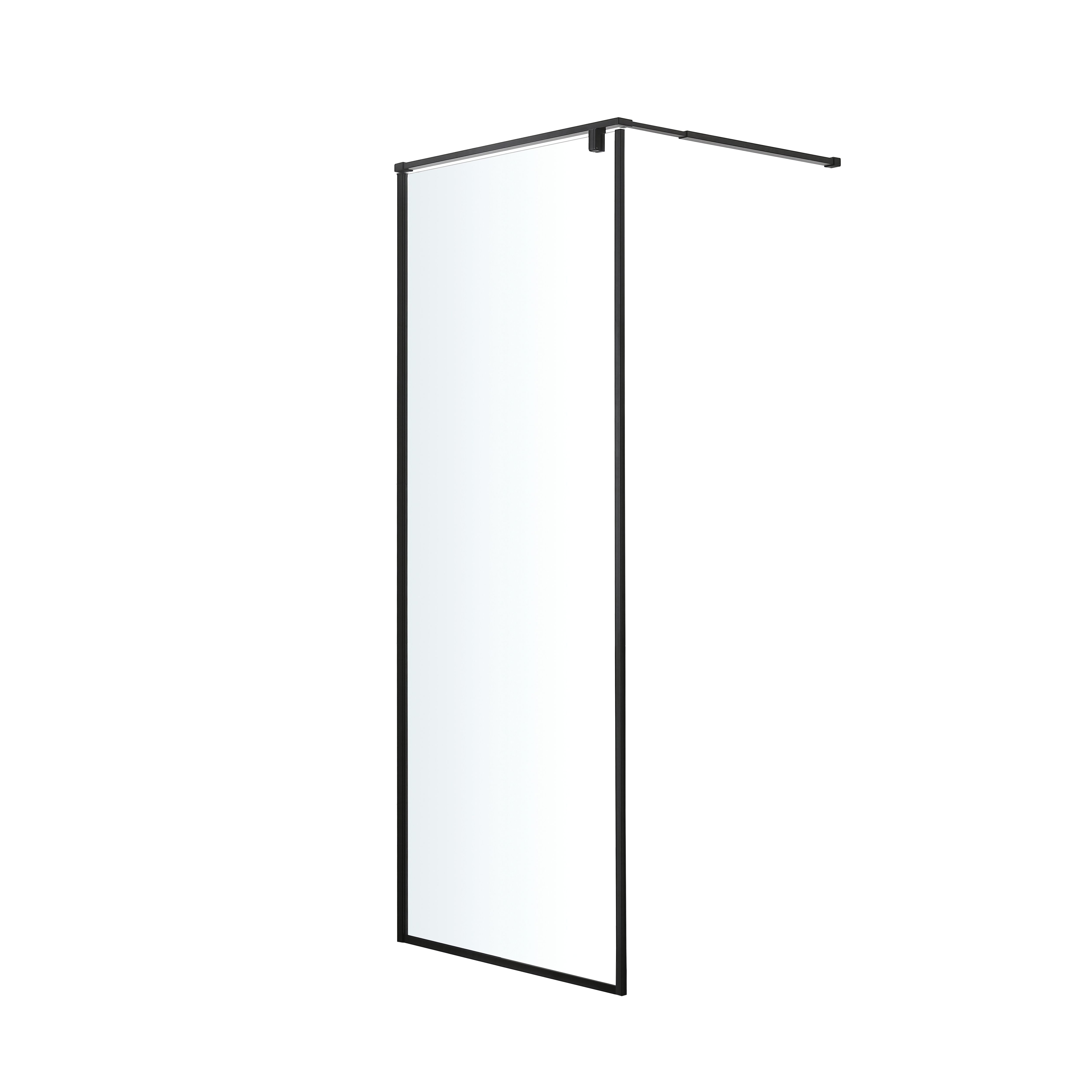 GoodHome Ezili Matt Black Clear Minimal frame Walk-in Wet room glass screen (H)195cm (W)89cm