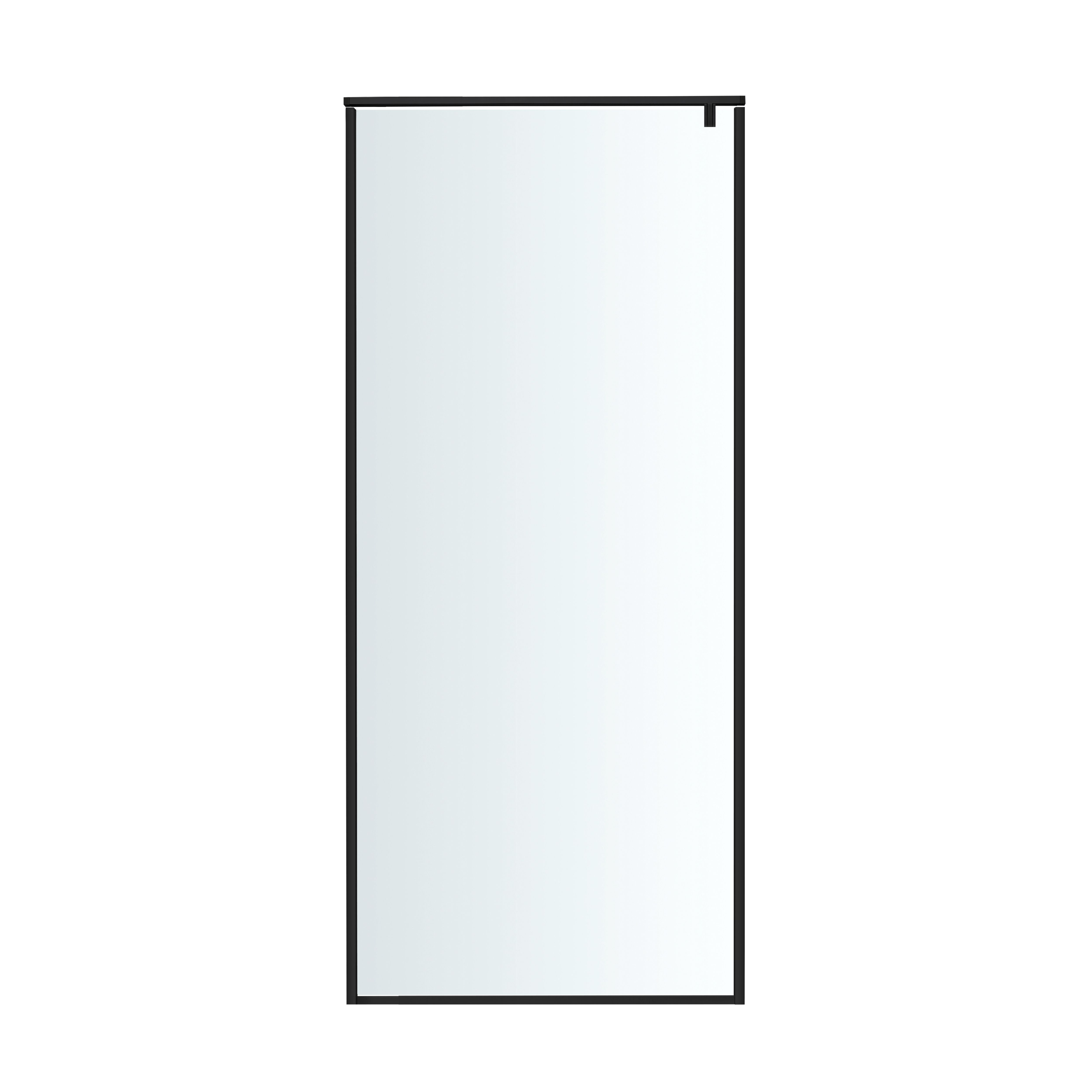 GoodHome Ezili Matt Black Clear Minimal frame Walk-in Wet room glass screen (H)195cm (W)89cm
