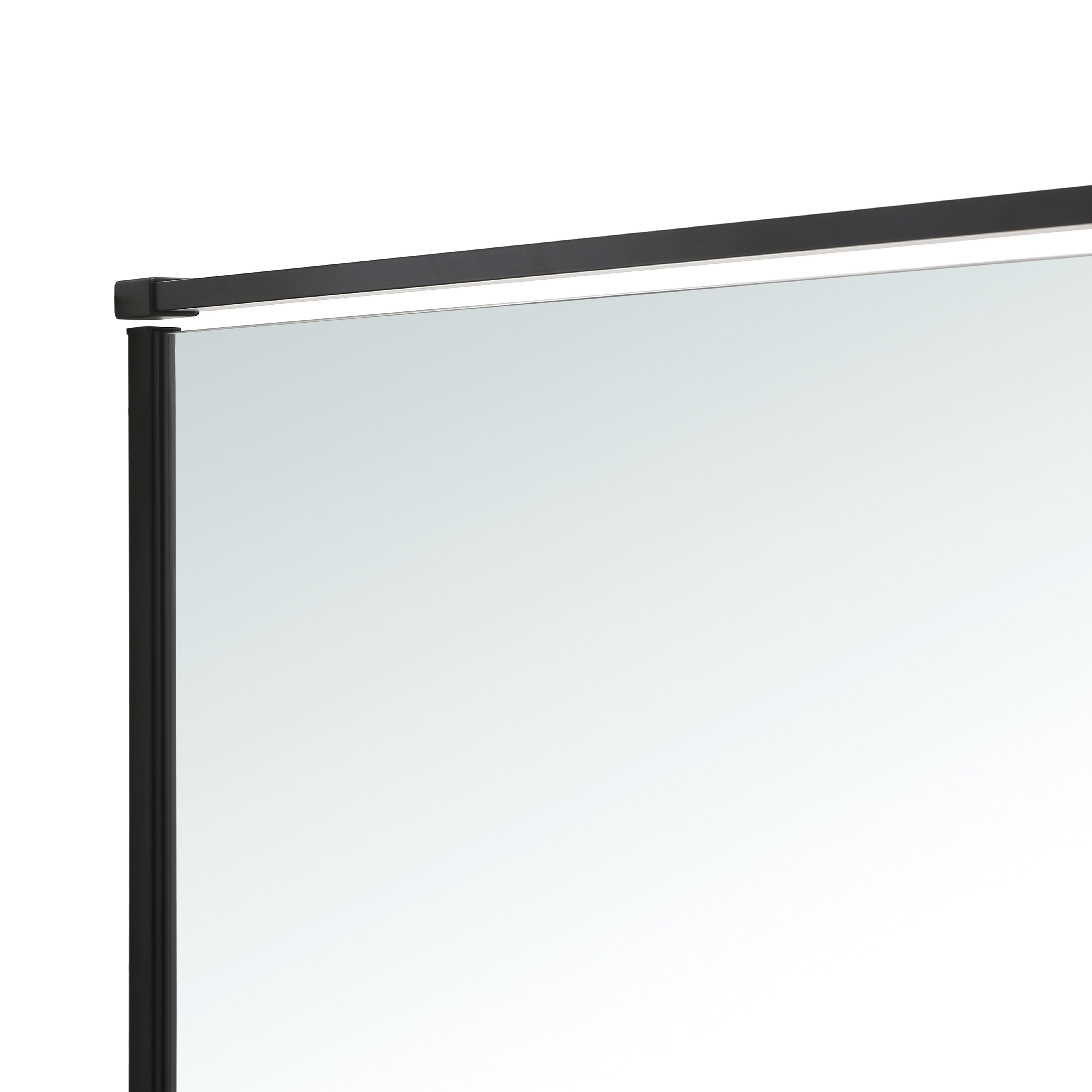 GoodHome Ezili Matt Black Clear Minimal frame Walk-in Wet room glass screen (H)195cm (W)89cm