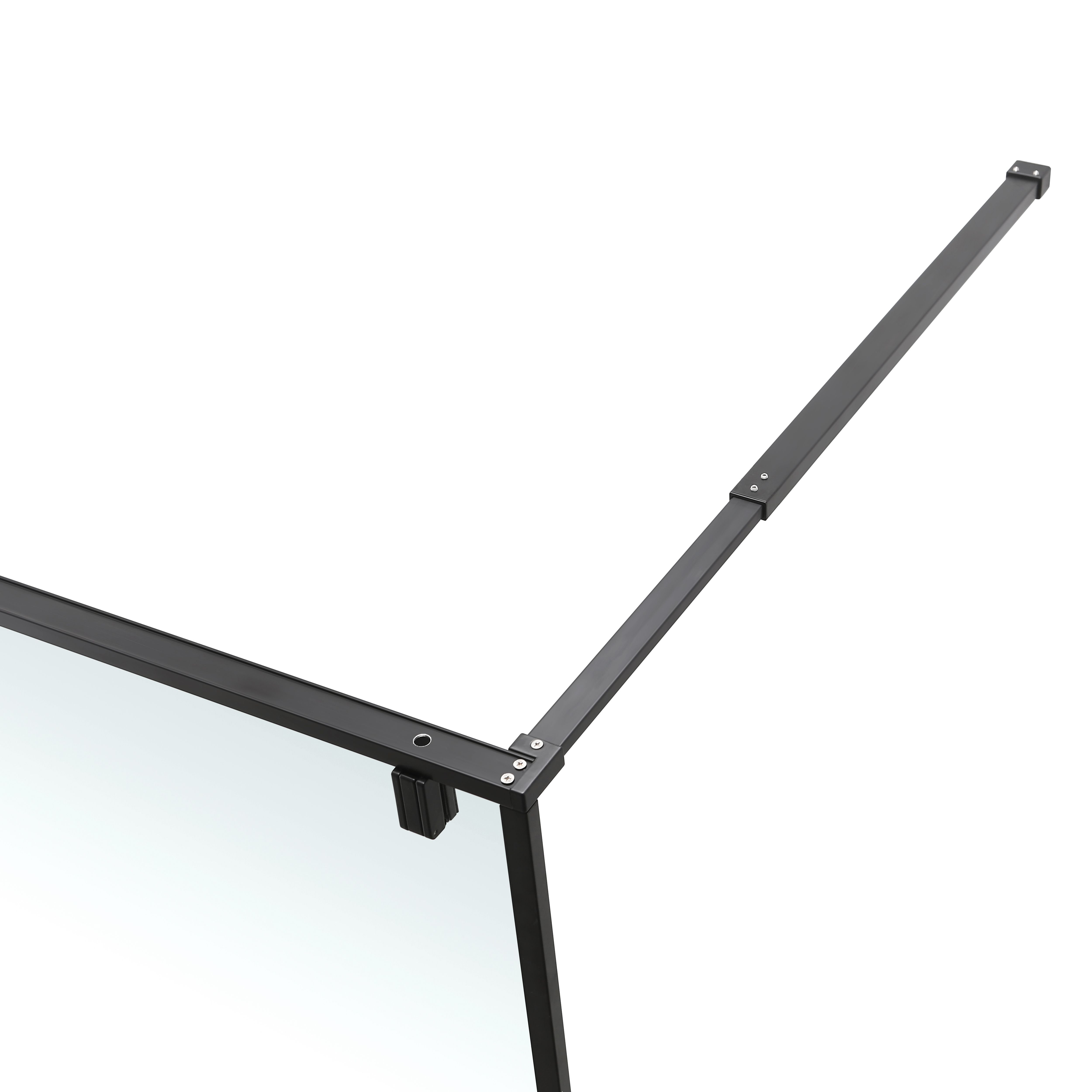 GoodHome Ezili Matt Black Clear Minimal frame Walk-in Wet room glass screen (H)195cm (W)89cm