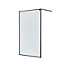 GoodHome Ezili Matt Black Textured glass Fixed Walk-in Front Shower panel (H)195cm (W)119cm
