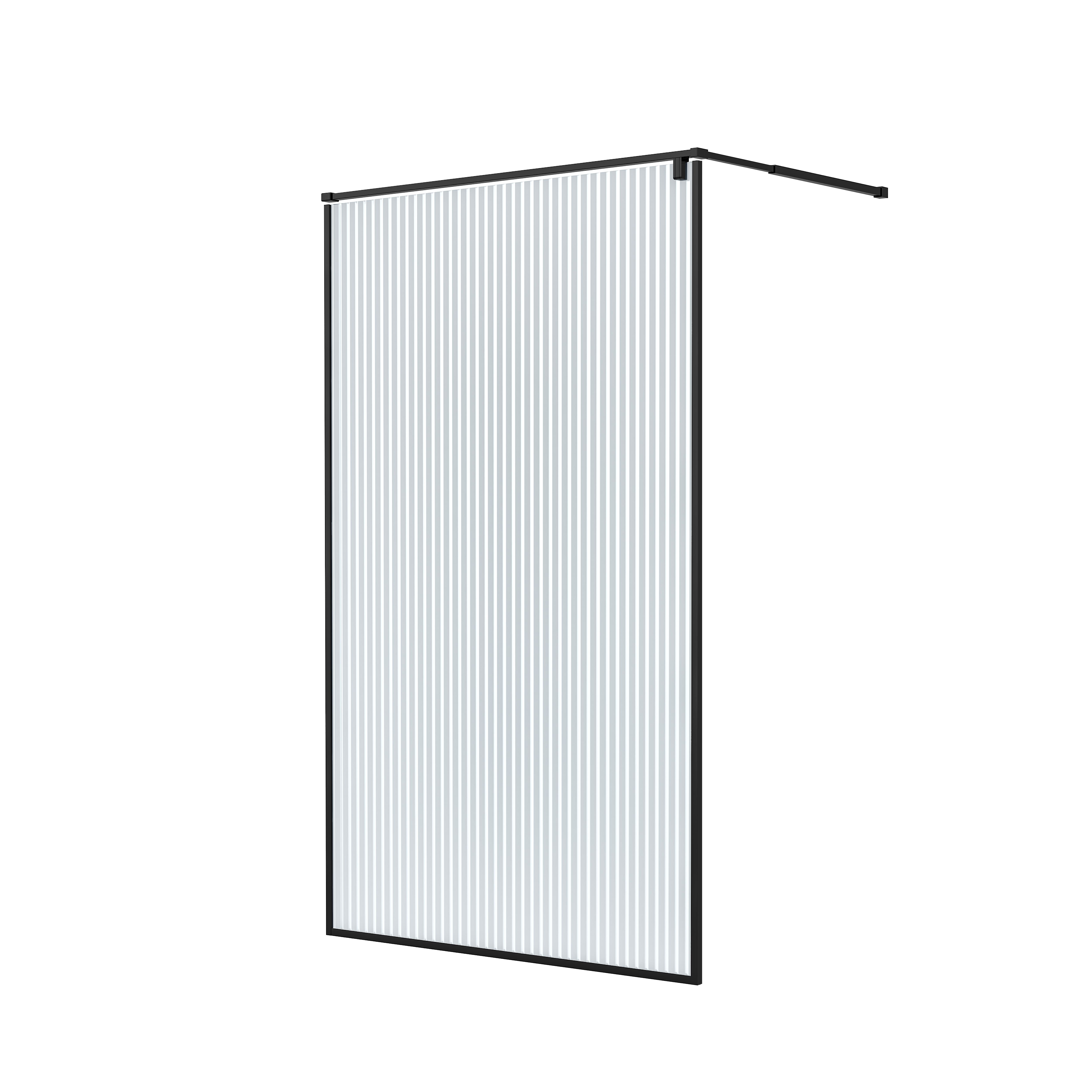 GoodHome Ezili Matt Black Textured glass Fixed Walk-in Front Shower panel (H)195cm (W)119cm