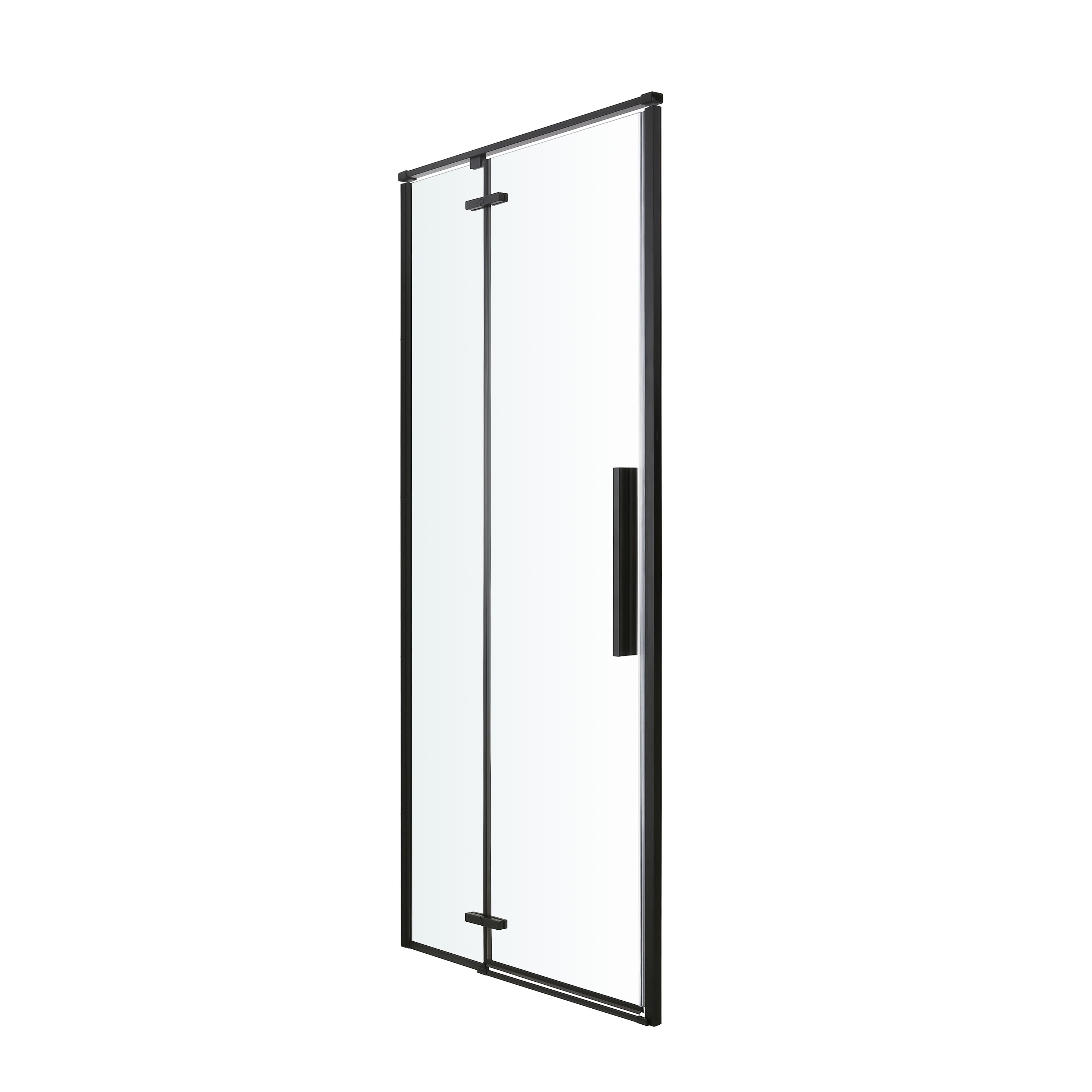 GoodHome Ezili Minimal frame Black Clear glass No design Hinged Shower Door (H)195cm (W)78cm