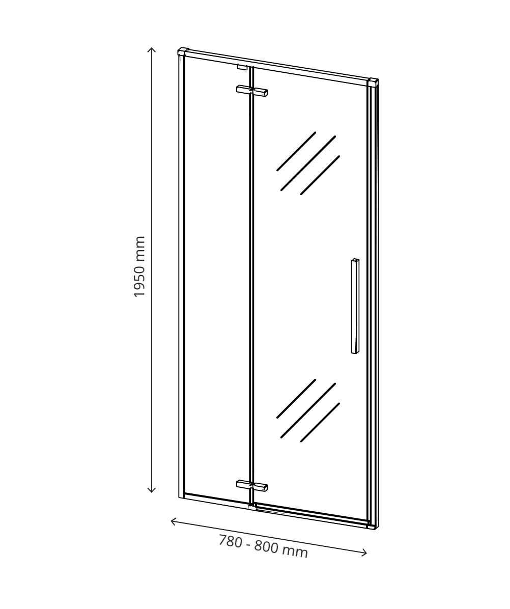 GoodHome Ezili Minimal frame Black Clear glass No design Hinged Shower Door (H)195cm (W)78cm
