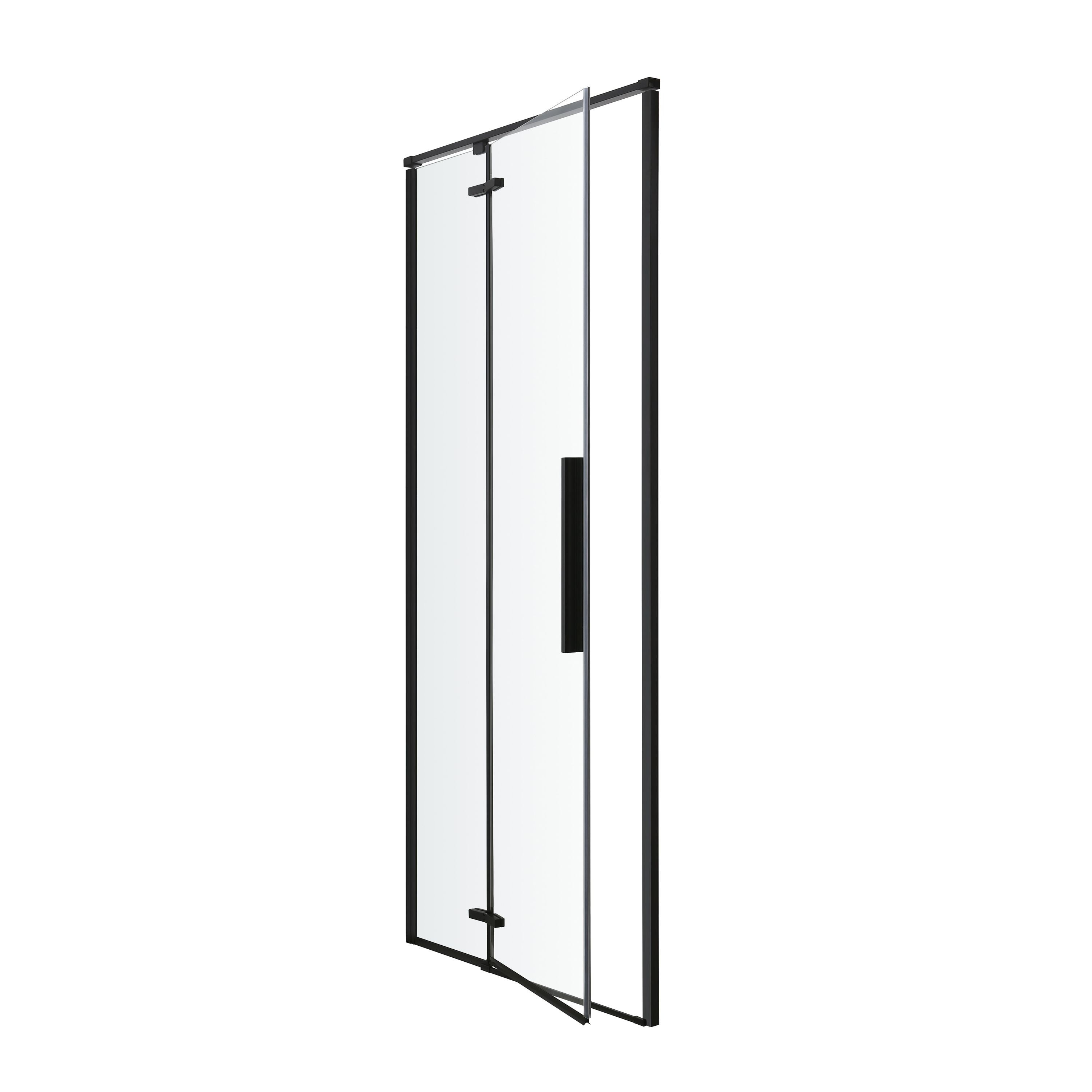GoodHome Ezili Minimal frame Black Clear glass No design Hinged Shower Door (H)195cm (W)78cm