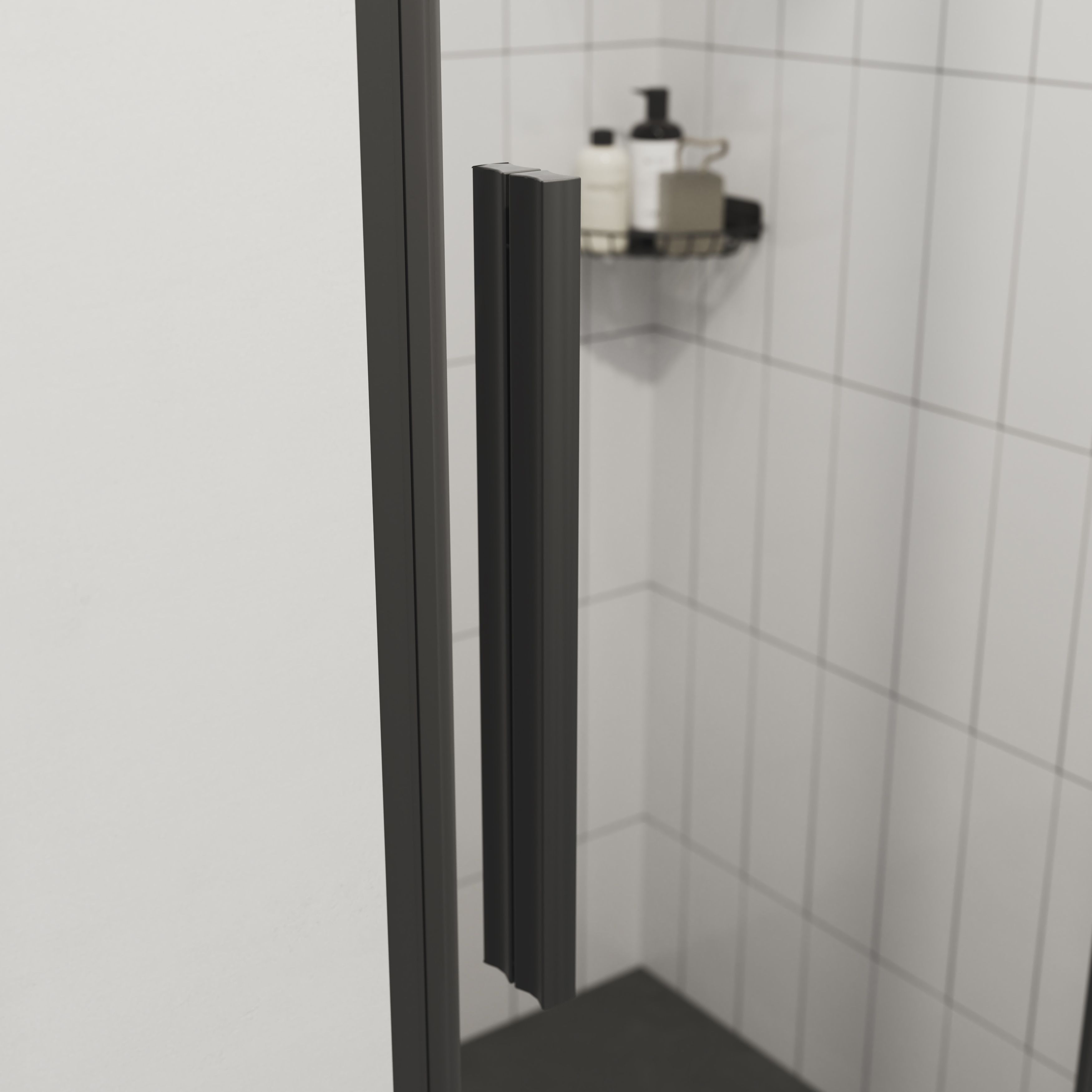 GoodHome Ezili Minimal frame Black Clear glass No design Hinged Shower Door (H)195cm (W)78cm