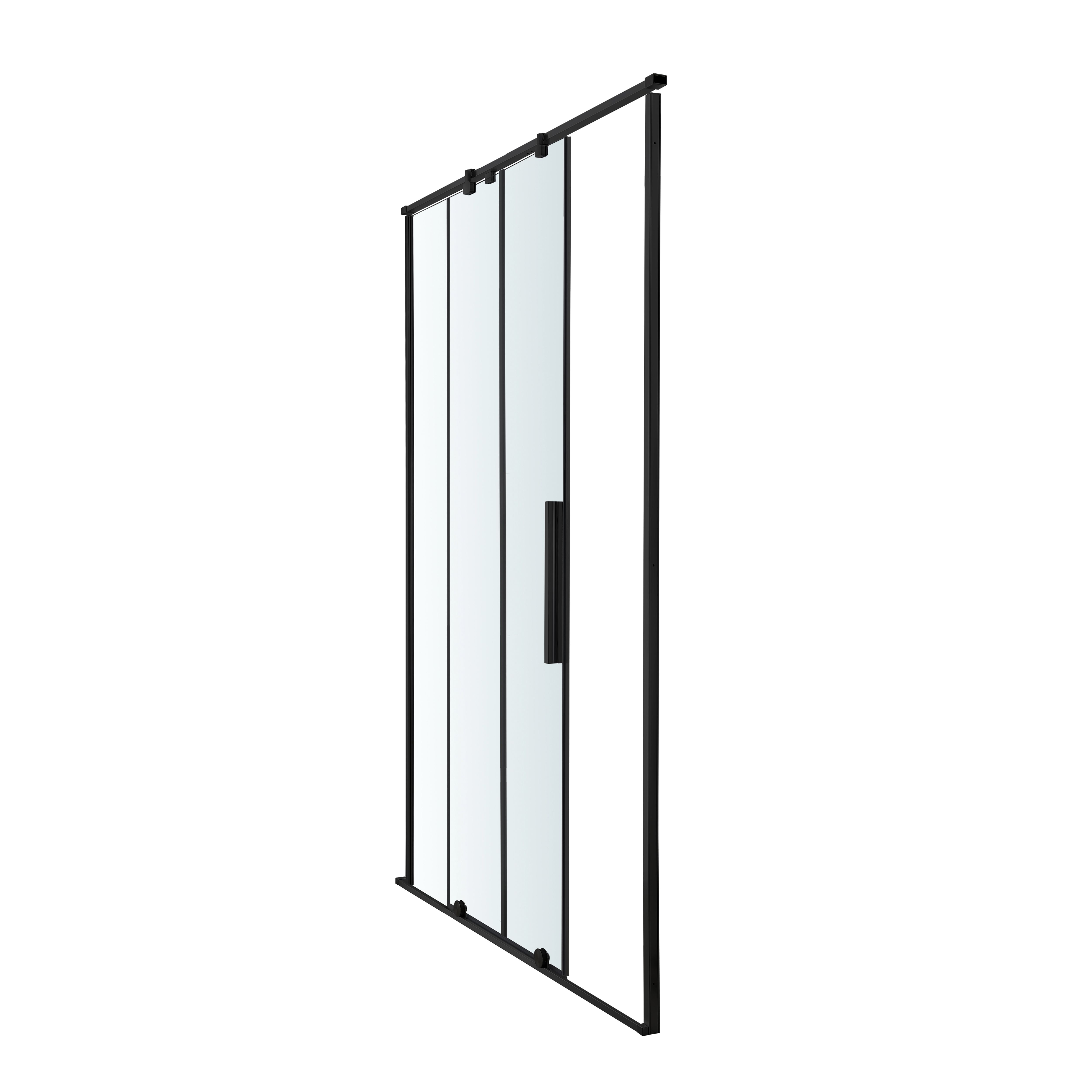 GoodHome Ezili Minimal frame Black Clear Sliding Shower Door (H)195cm (W)118cm