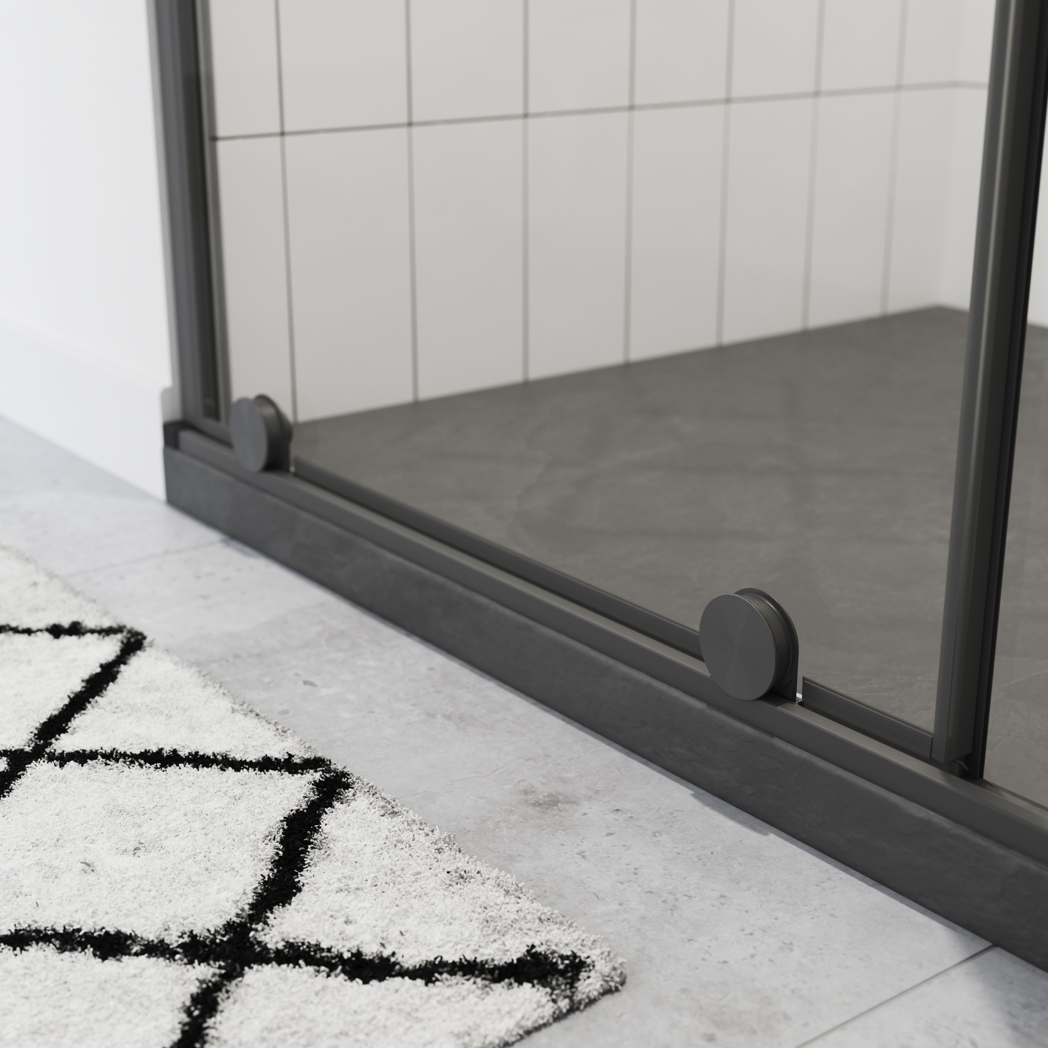 GoodHome Ezili Minimal frame Black Clear Sliding Shower Door (H)195cm (W)138cm