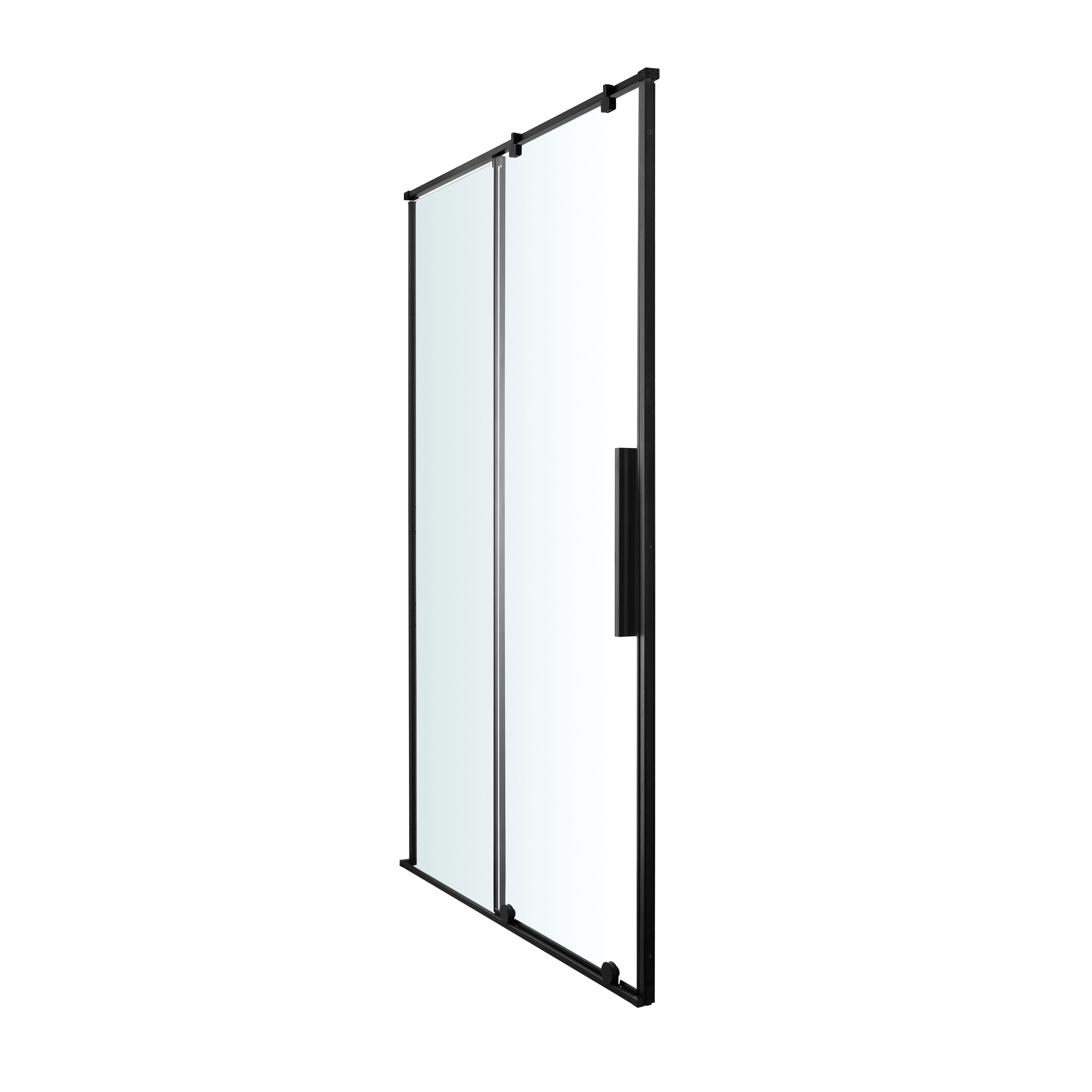 GoodHome Ezili Minimal frame Black Clear Sliding Shower Door (H)195cm (W)138cm