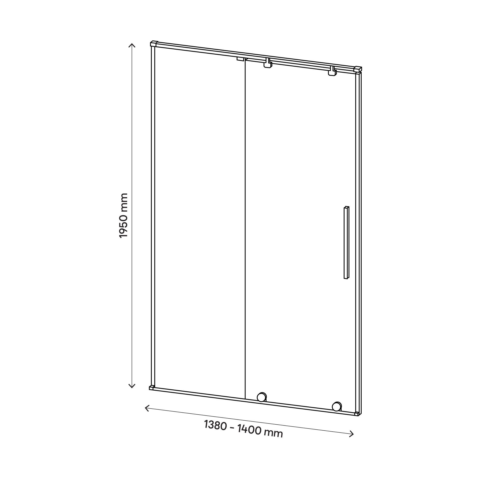 GoodHome Ezili Minimal frame Black Clear Sliding Shower Door (H)195cm (W)138cm
