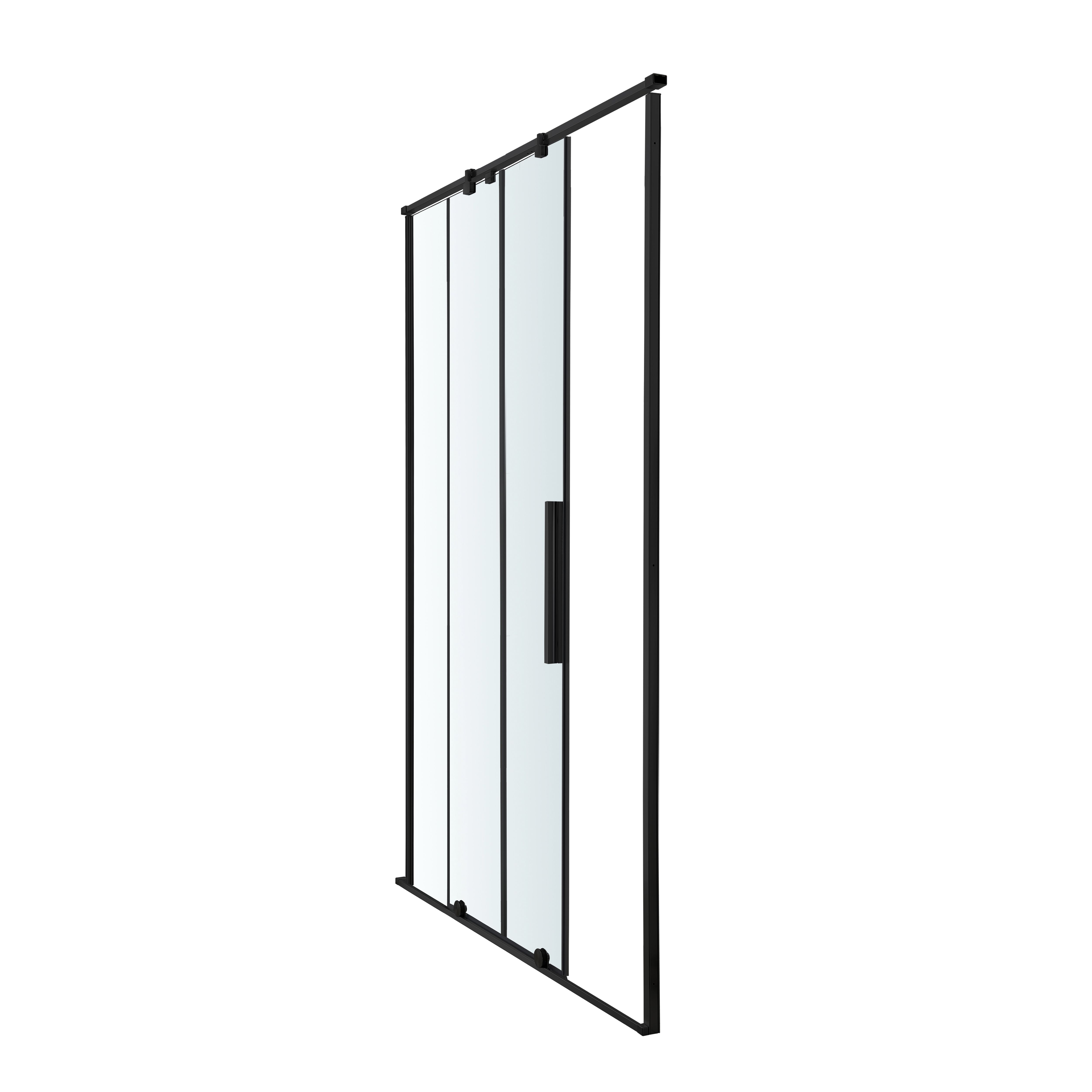 GoodHome Ezili Minimal frame Black Clear Sliding Shower Door (H)195cm (W)138cm