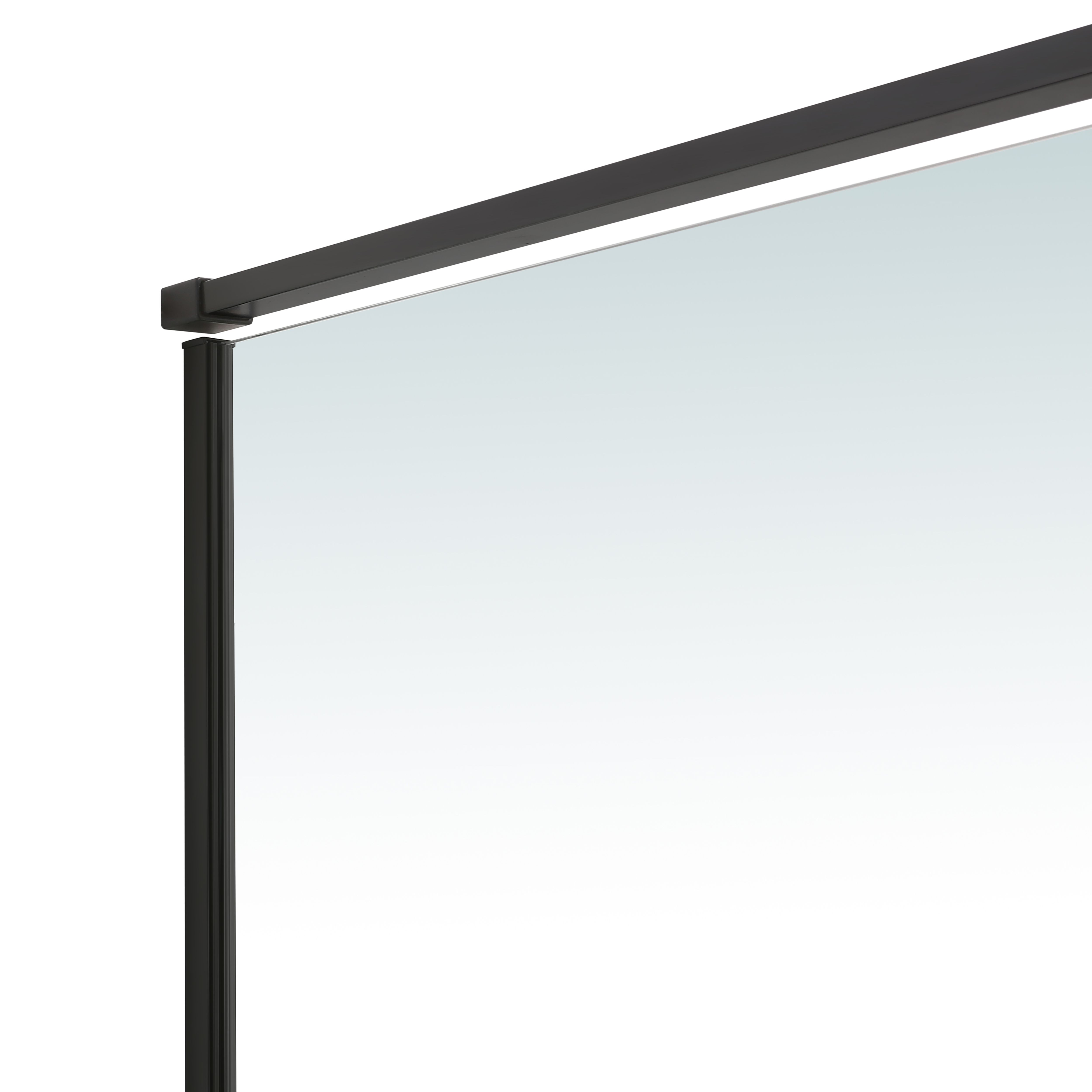 GoodHome Ezili Minimal frame Black Clear Sliding Shower Door (H)195cm (W)138cm