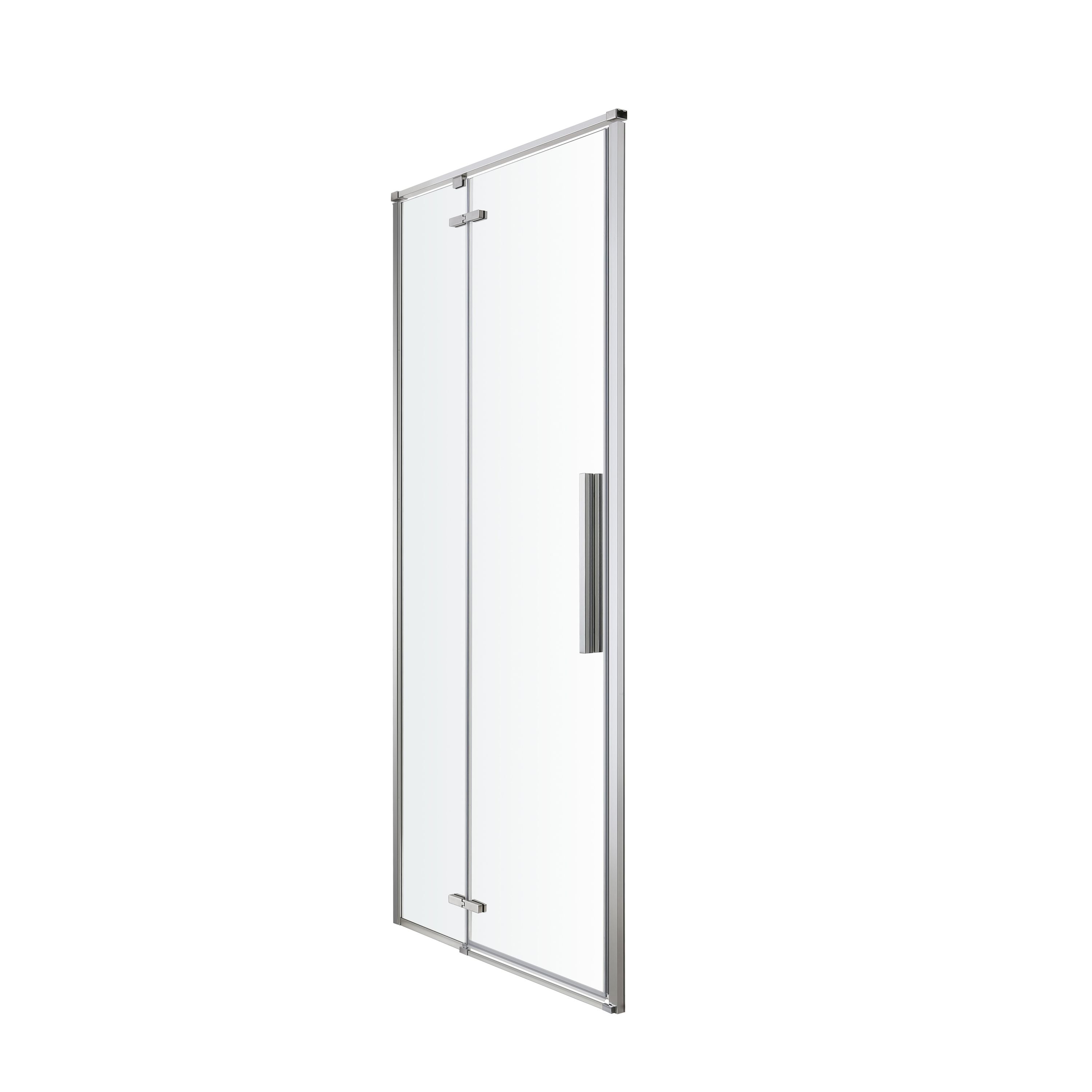 GoodHome Ezili Minimal frame Grey Clear glass No design Hinged Shower Door (H)195cm (W)78cm