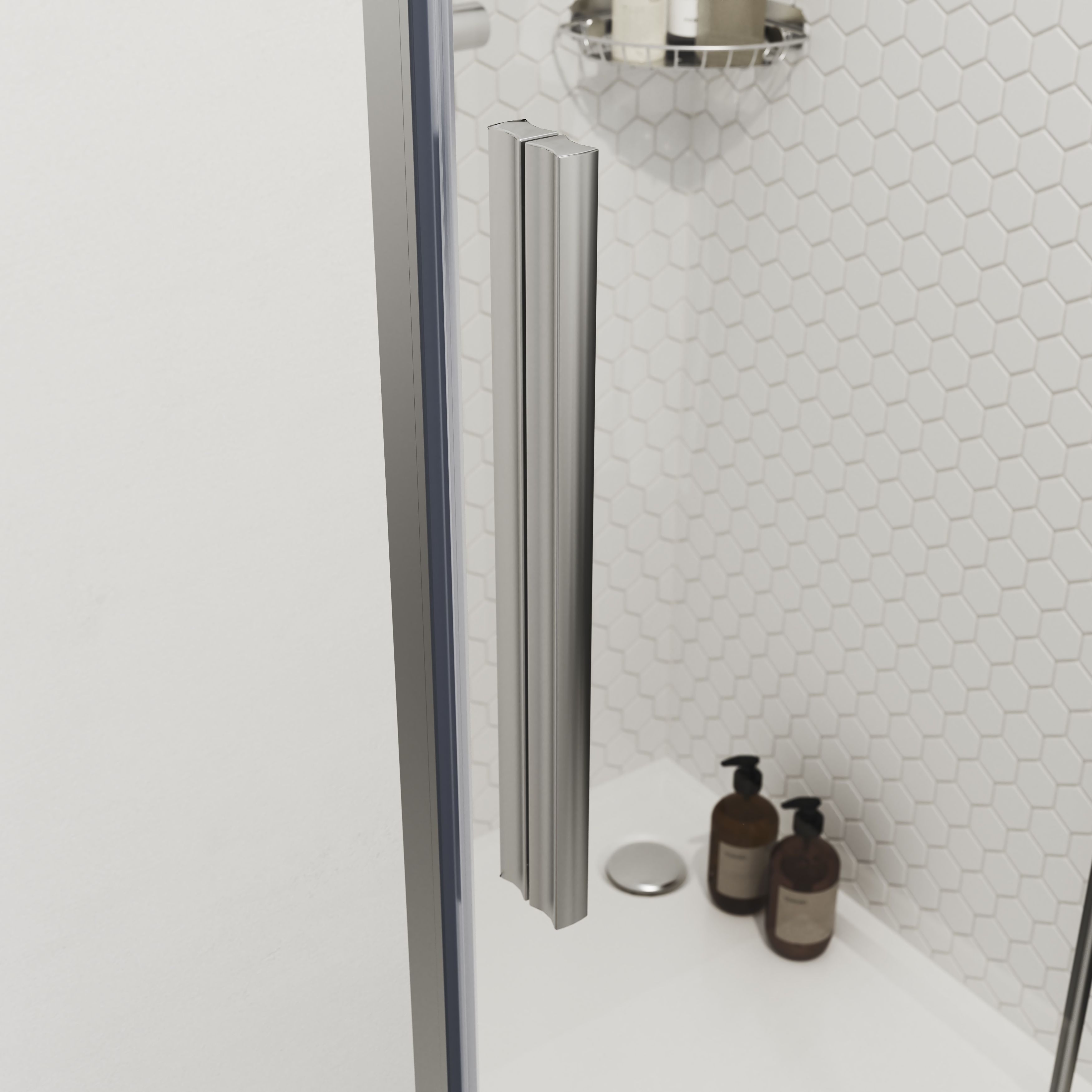 GoodHome Ezili Minimal frame Grey Clear glass No design Hinged Shower Door (H)195cm (W)78cm