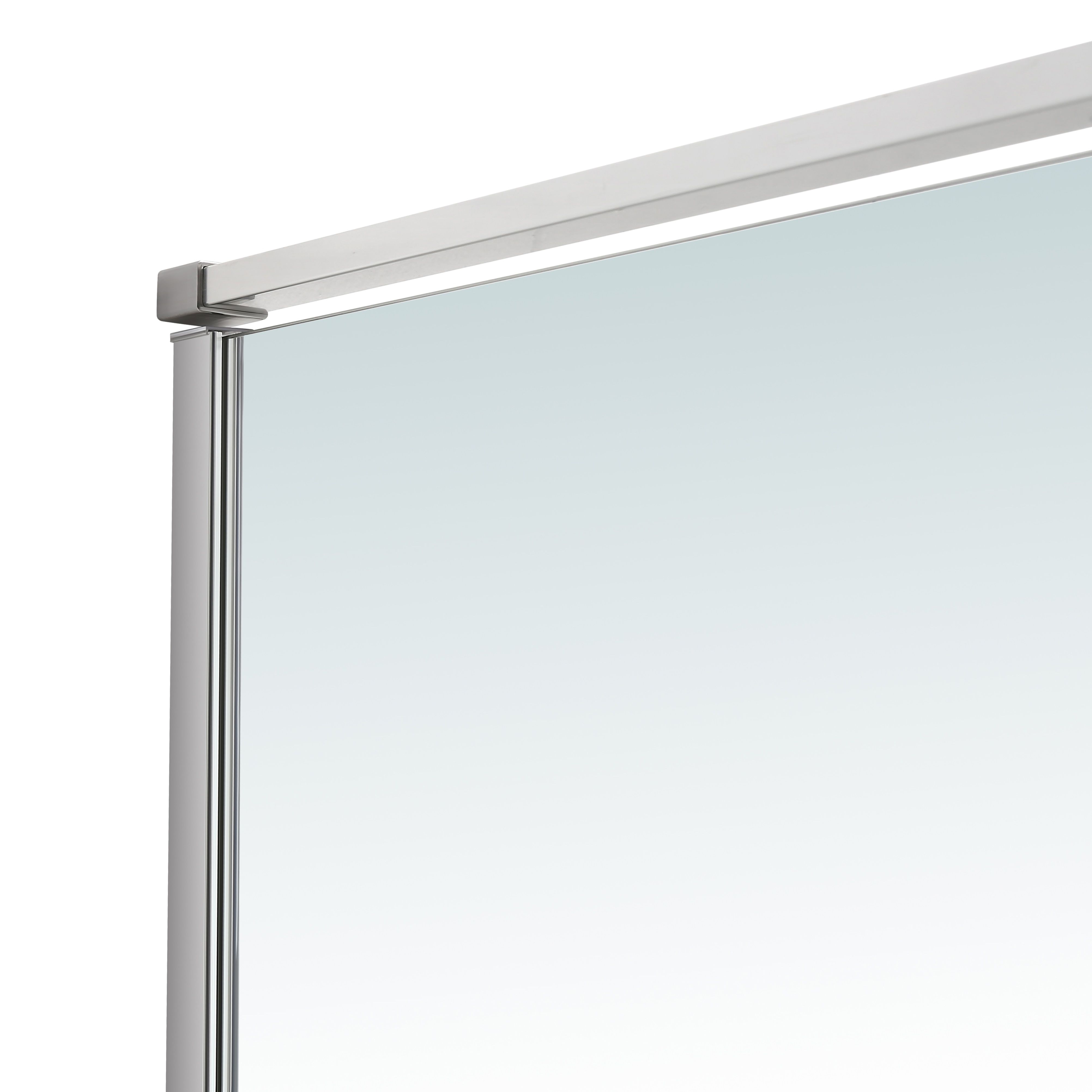 GoodHome Ezili Minimal frame Silver effect Clear Sliding Shower Door (H)195cm (W)118cm