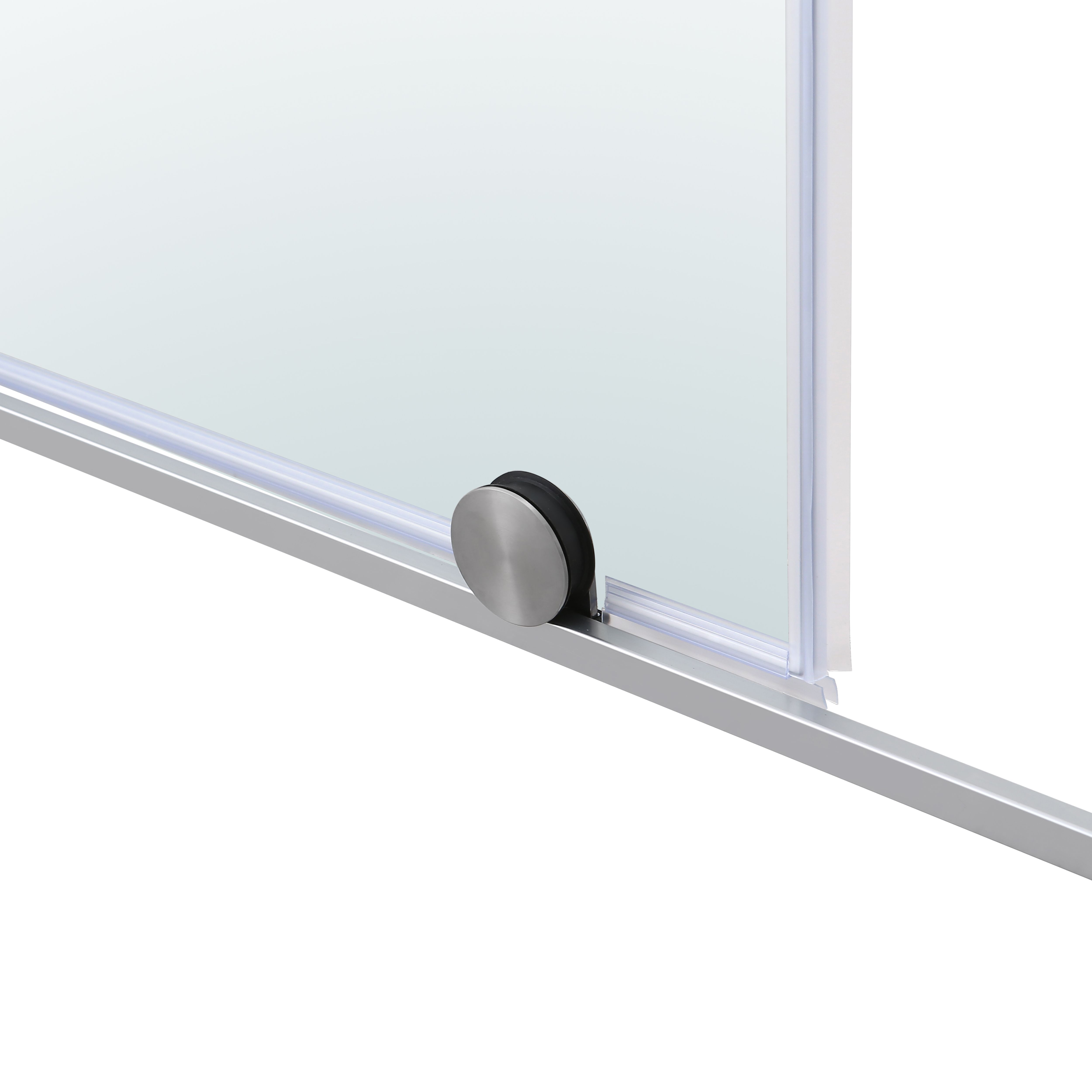 GoodHome Ezili Minimal frame Silver effect Clear Sliding Shower Door (H)195cm (W)98cm