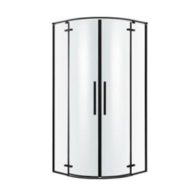 GoodHome Ezili Quadrant Black frame Corner Shower enclosure with Hinged door (W)890mm (D)890mm