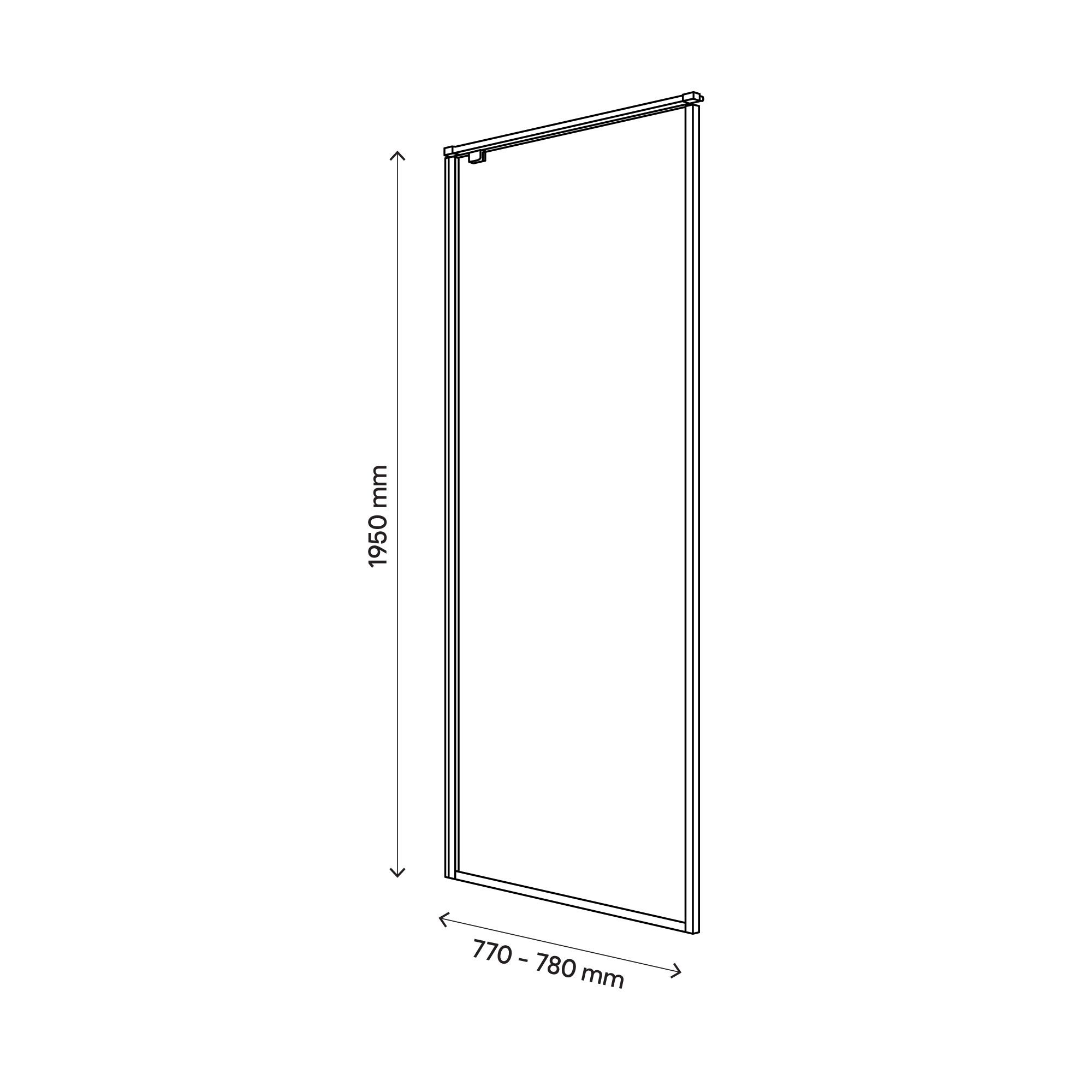 GoodHome Ezili Silver effect Clear glass Fixed Side Shower panel (H)195cm (W)80cm