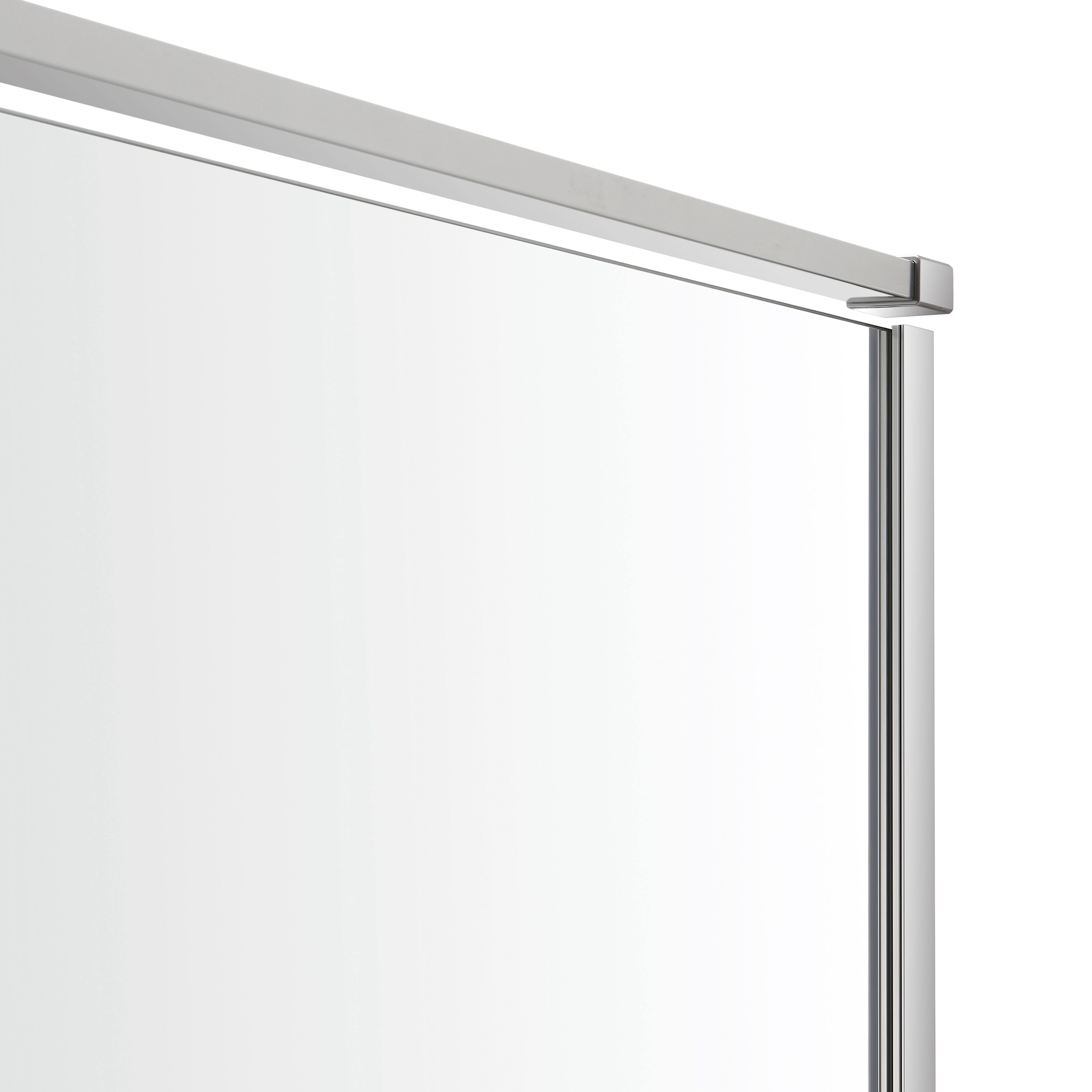 GoodHome Ezili Silver effect Clear glass Fixed Side Shower panel (H)195cm (W)90cm