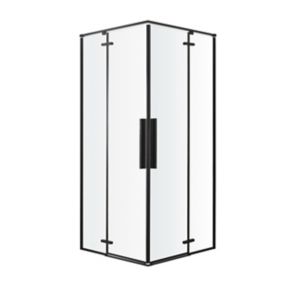 GoodHome Ezili Square Black frame Corner Shower enclosure with Hinged door (W)790mm (D)790mm