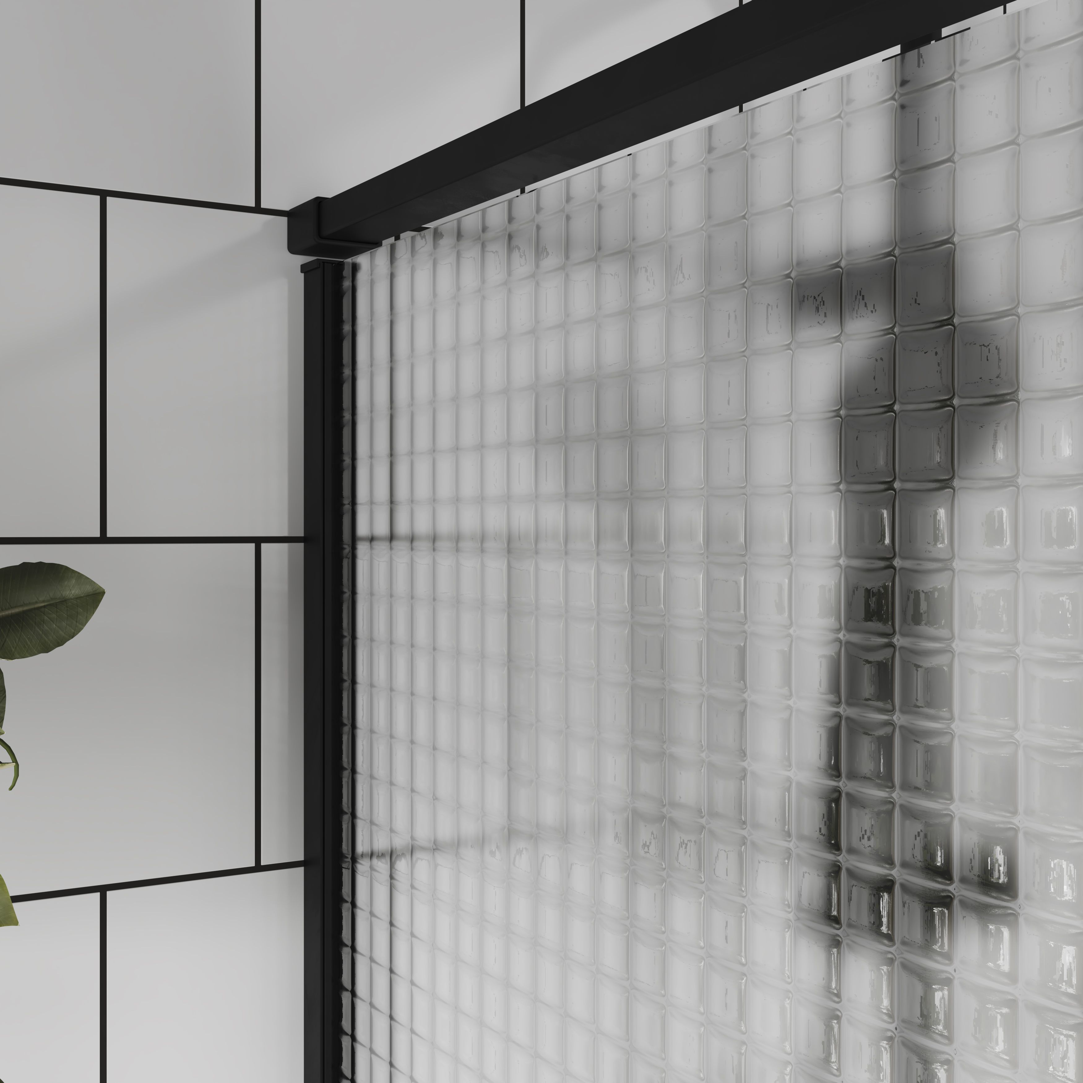 GoodHome Ezili Textured glass Minimal frame Walk-in Wet room glass screen (H)195cm (W)120cm
