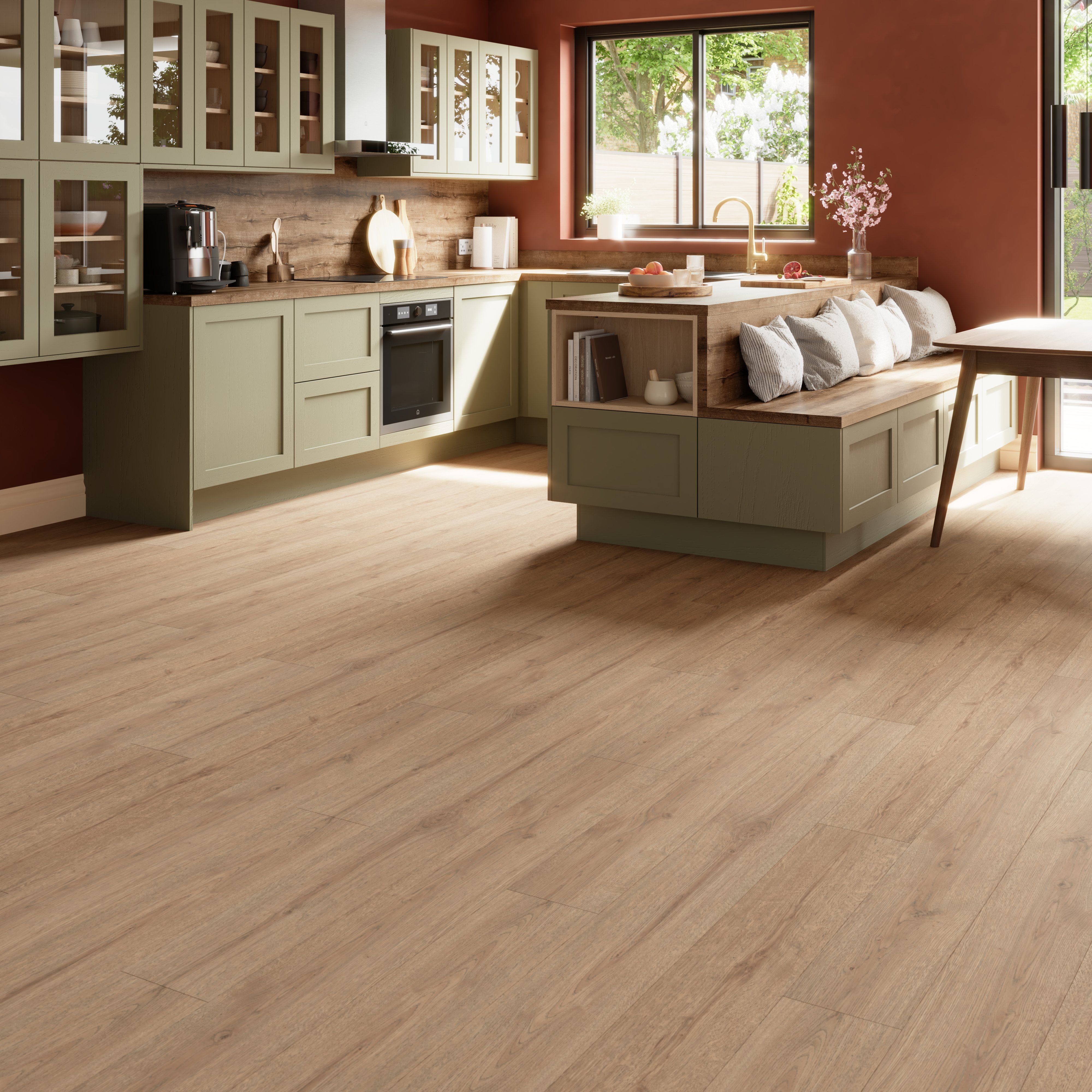 GoodHome Faversham Natural oak effect Structured Laminate Flooring, 1.99m²