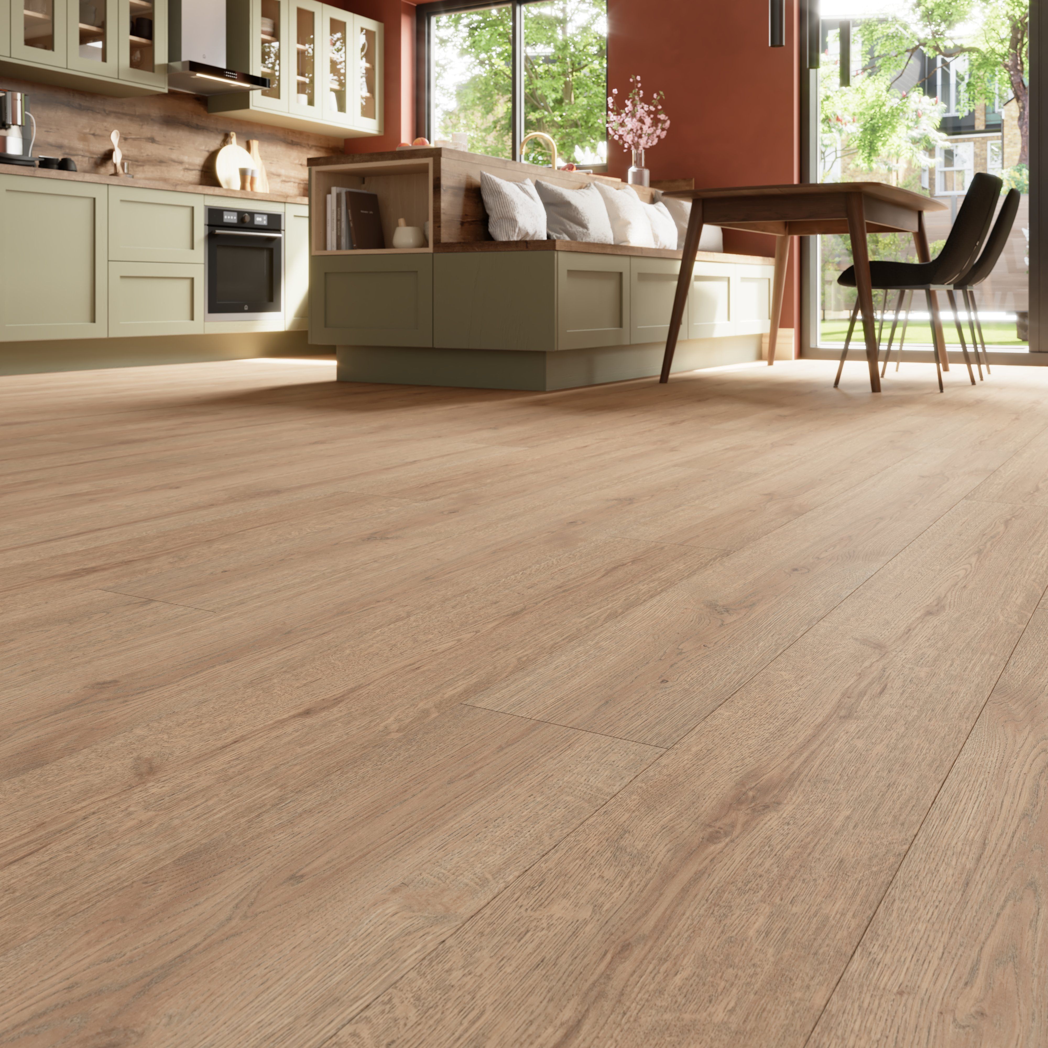 GoodHome Faversham Natural oak effect Structured Laminate Flooring, 1.99m²